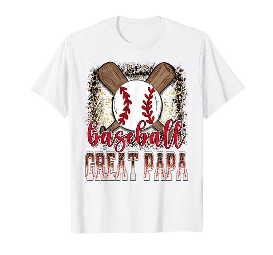 Baseball Great Papa Leopard Proud Ball T-Shirt - Graphic Print Unisex - T-Shirt, Sweatshirt, Hoodie