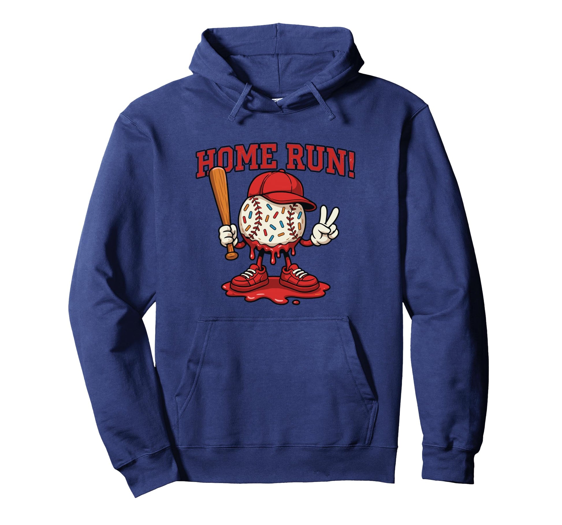 Ice Cream Drip Baseball Mascot Home Run Hoodie - Minimalist Print Unisex - T-Shirt, Sweatshirt, Hoodie