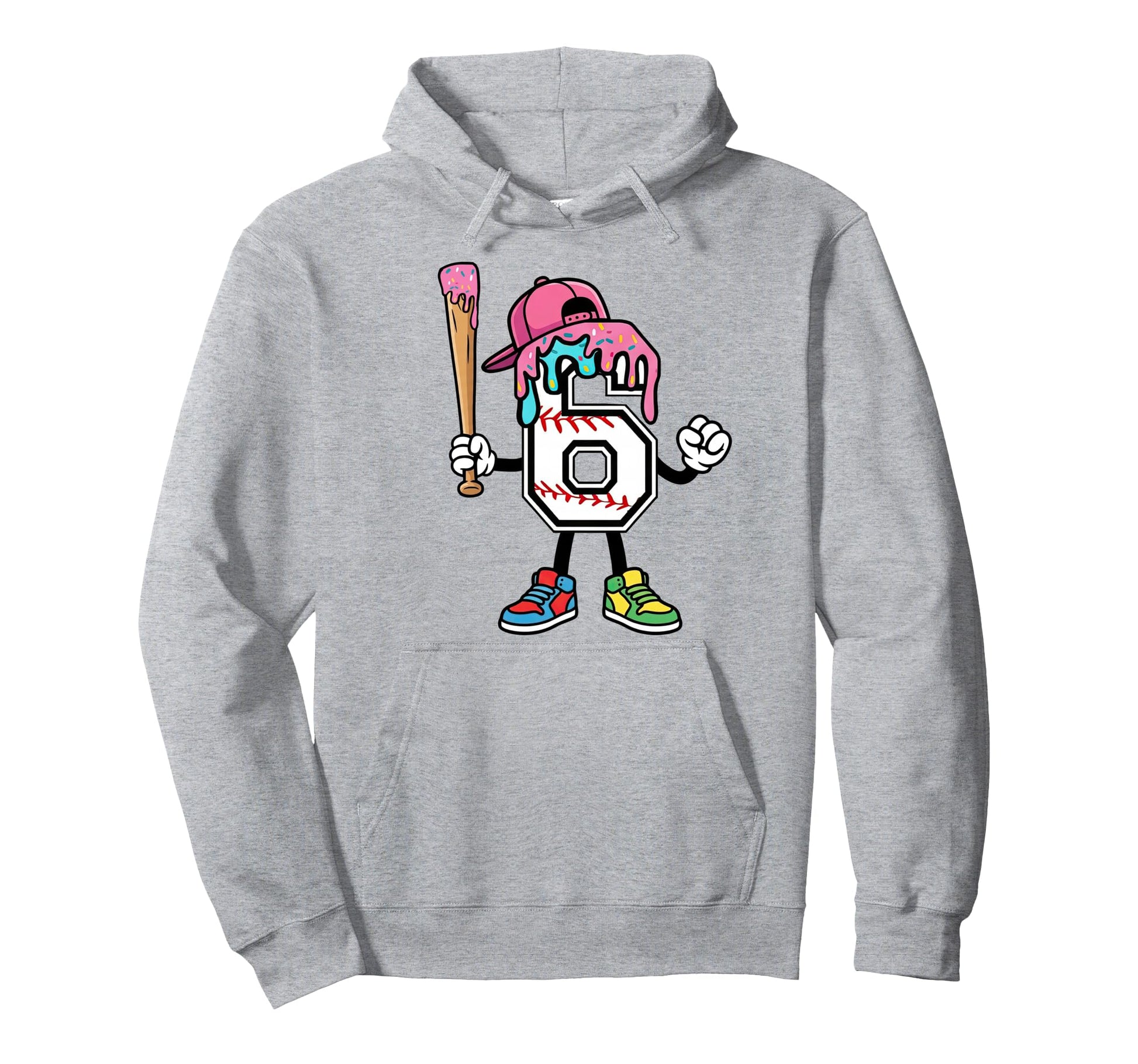 6Th Birthday Baseball Ice Cream Drip 6 Hoodie - Streetwear Style Unisex - T-Shirt, Sweatshirt, Hoodie