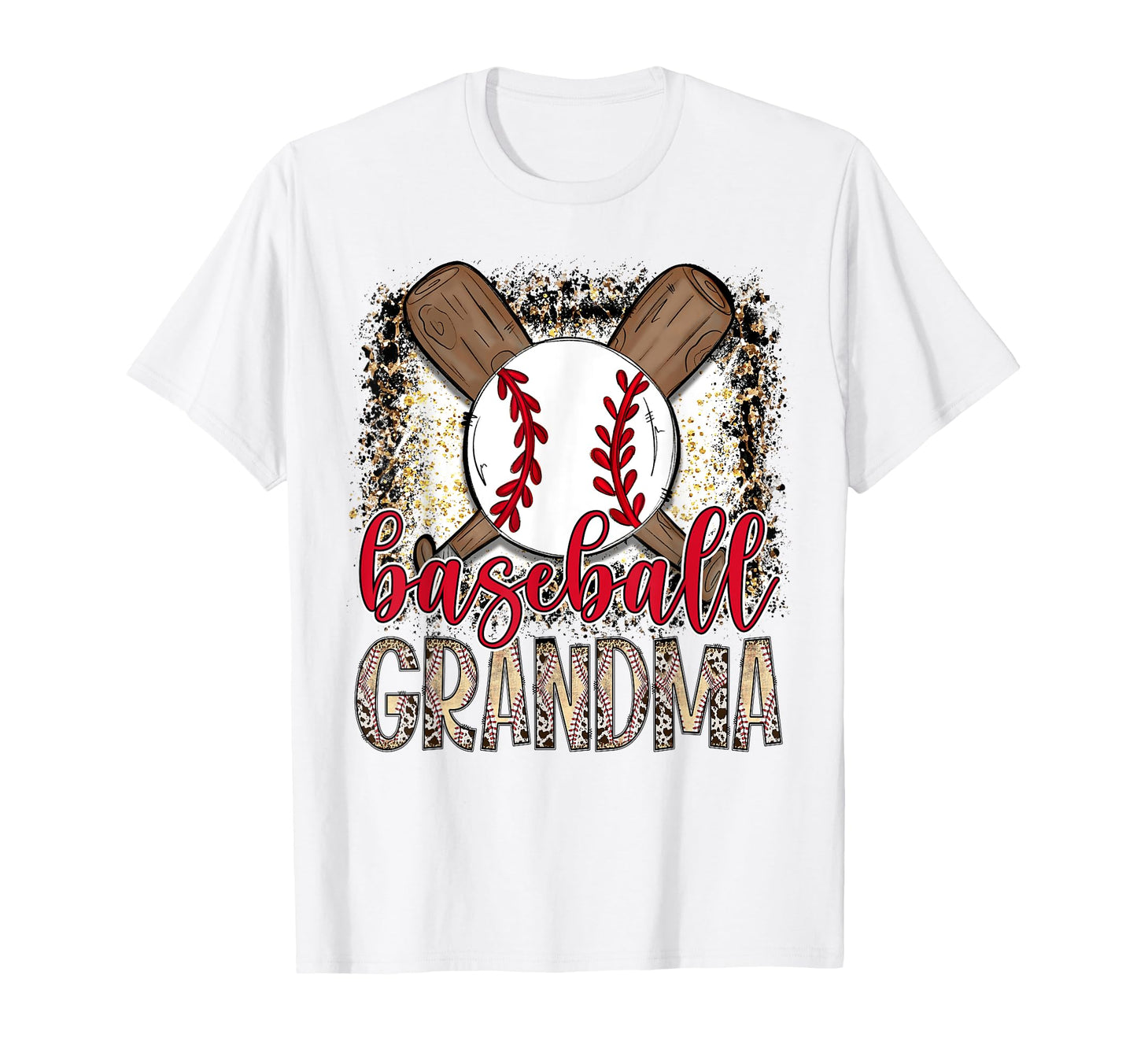Baseball Grandma Leopard Proud T-Shirt - Fun Novelty Design for Adults - T-Shirt, Sweatshirt, Hoodie