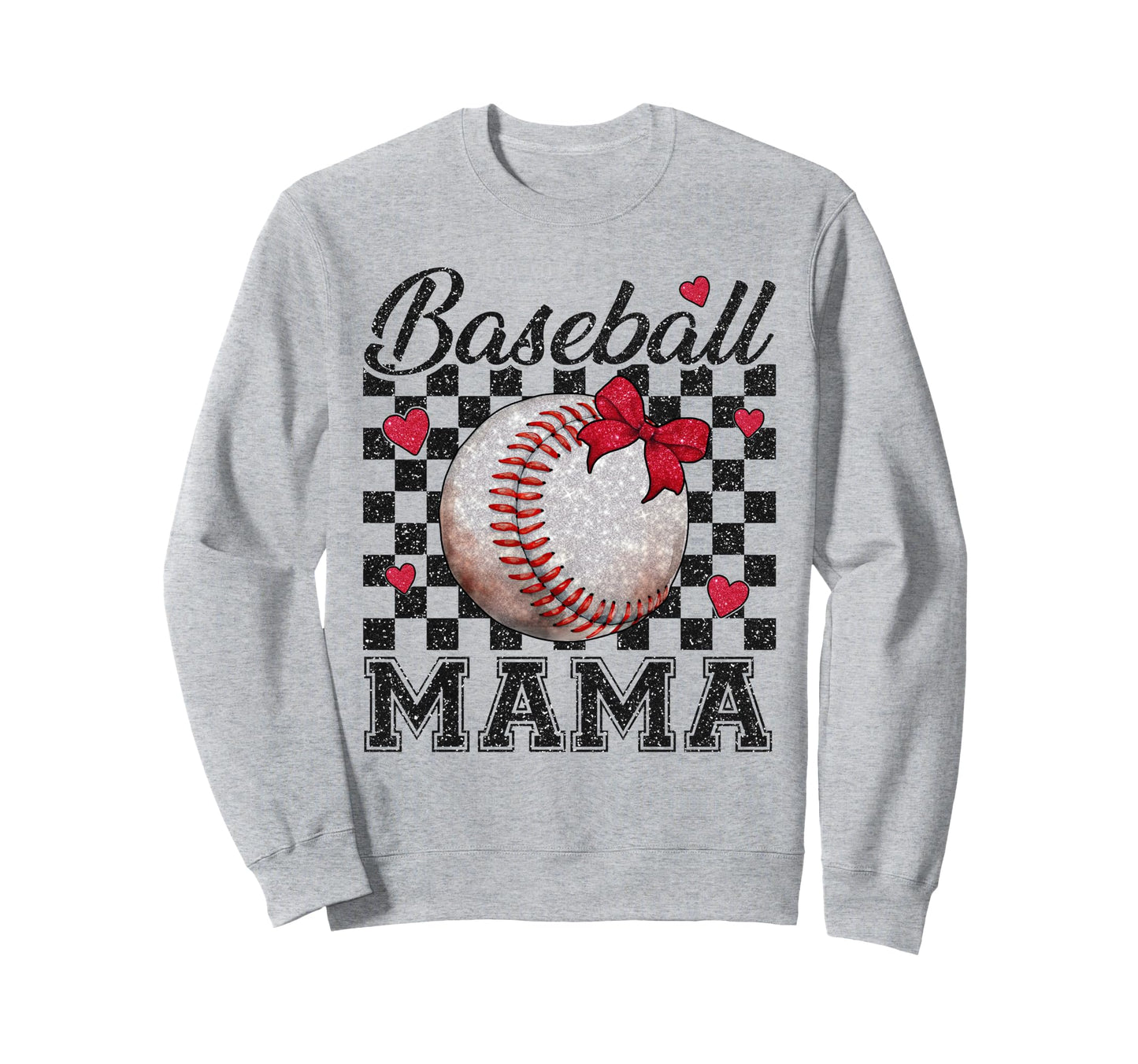 Baseball Mama Bow Softball Mom Baseball Sweatshirt - Unique Graphic Unisex - T-Shirt, Sweatshirt, Hoodie
