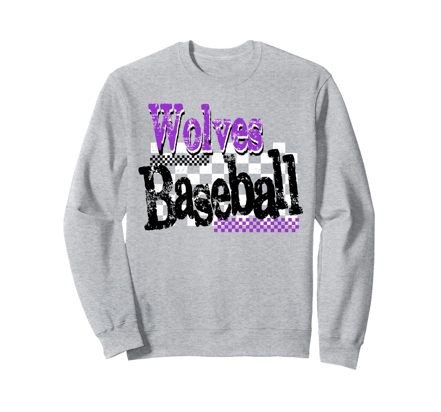 Wolves Checkered Baseball Mom Game Day Sweatshirt - Novelty Apparel Unisex - T-Shirt, Sweatshirt, Hoodie