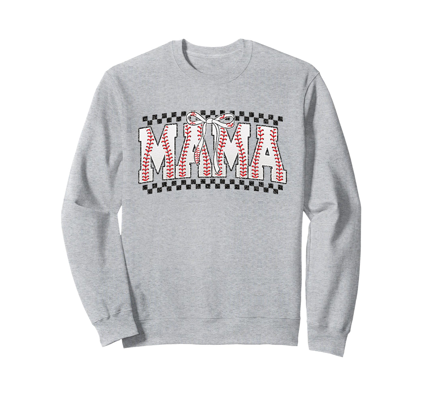 Baseball Mama Sports Mom Checkered Sweatshirt - Unique Graphic for Adults - T-Shirt, Sweatshirt, Hoodie