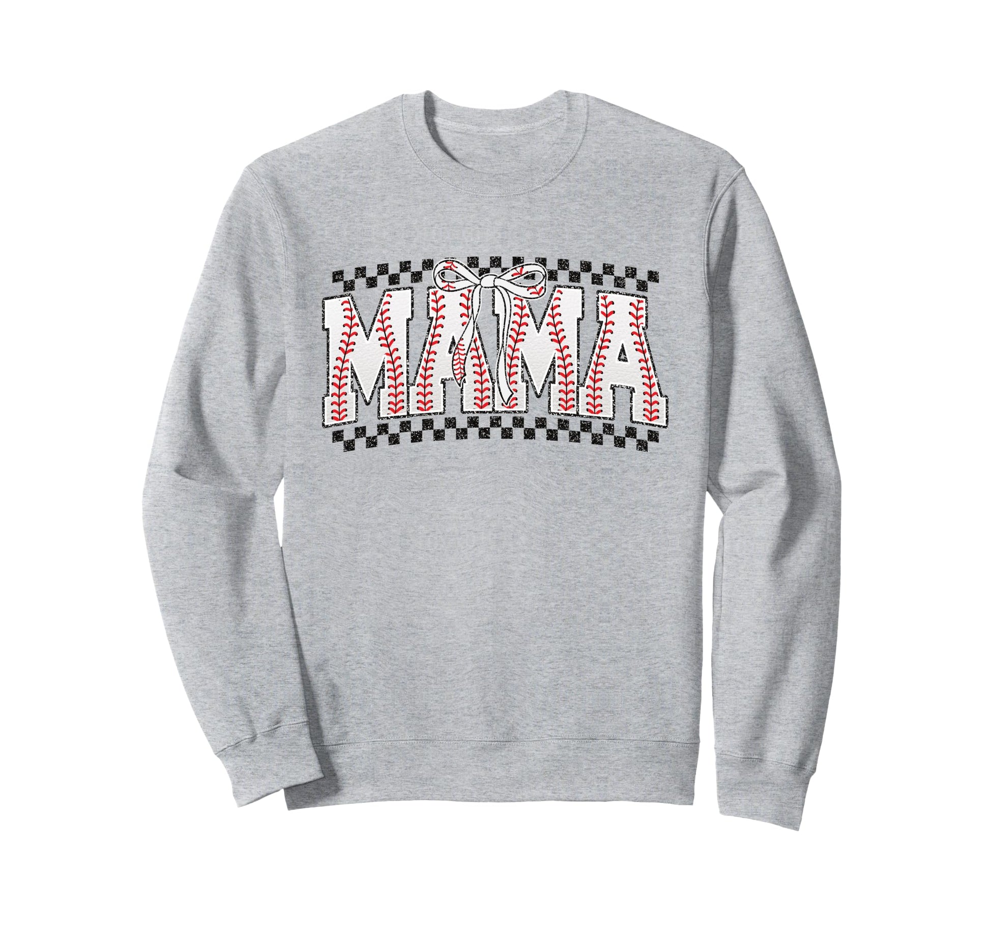 Baseball Mama Sports Mom Checkered Sweatshirt - Unique Graphic for Adults - T-Shirt, Sweatshirt, Hoodie