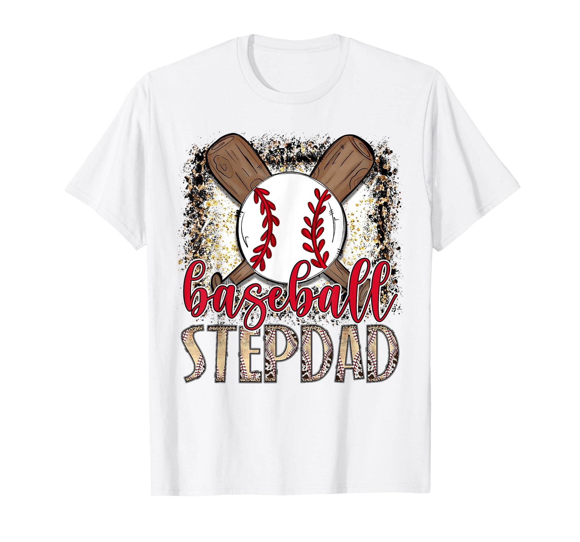 Baseball Stepdad Leopard Proud Ball T-Shirt - Casual Everyday Wear Unisex - T-Shirt, Sweatshirt, Hoodie
