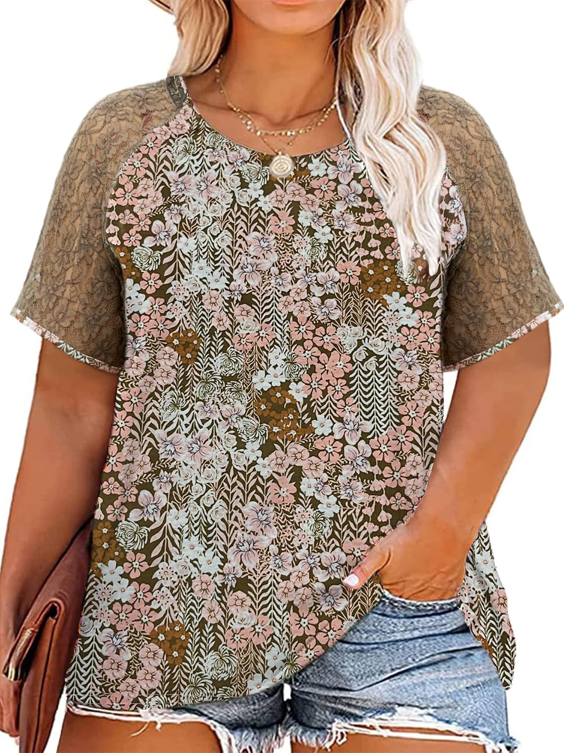 Womens Plus Size Tops Floral Bell Sleeves Blouses - Adult & Kids T-Shirts, Sweatshirts & Hoodies apparel design preview 1