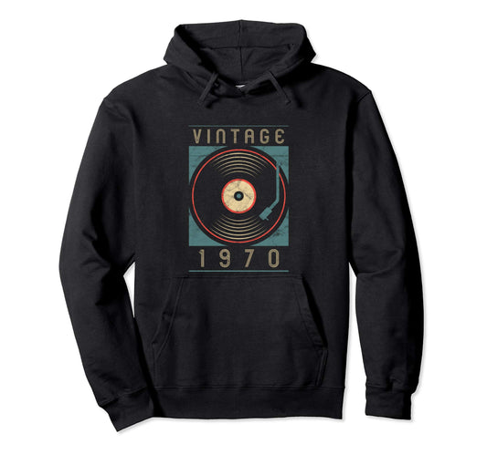1970 Vinyl Turntable Dj Gift Him Hoodie - Casual Everyday Wear Unisex - T-Shirt, Sweatshirt, Hoodie