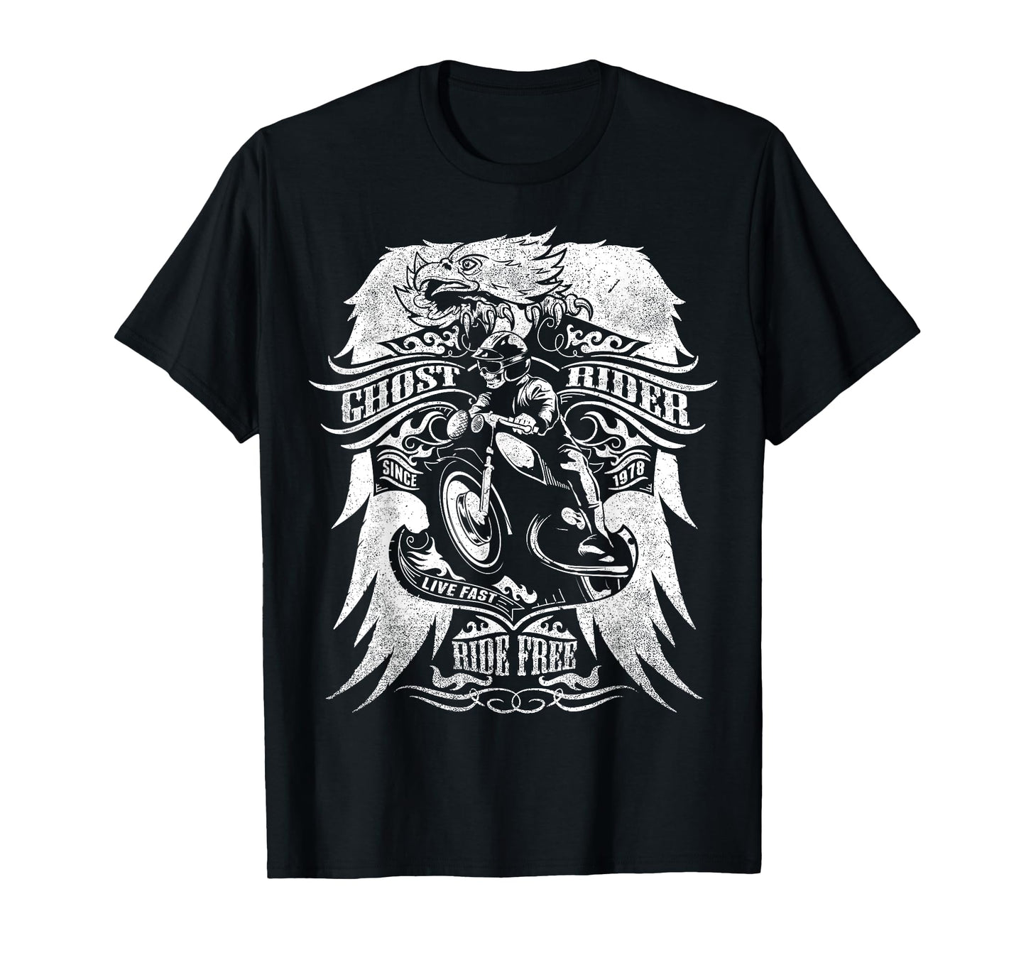 Ghost Rider Ride Free Motorcycle T-Shirt - Custom Art Print Unisex - T-Shirt, Sweatshirt, Hoodie