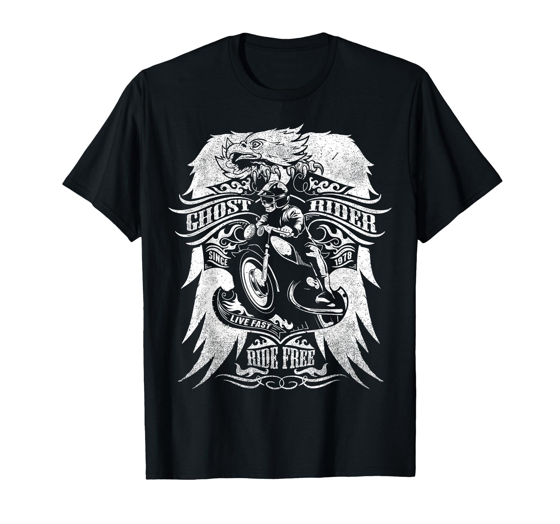 Ghost Rider Ride Free Motorcycle T-Shirt - Custom Art Print Unisex - T-Shirt, Sweatshirt, Hoodie