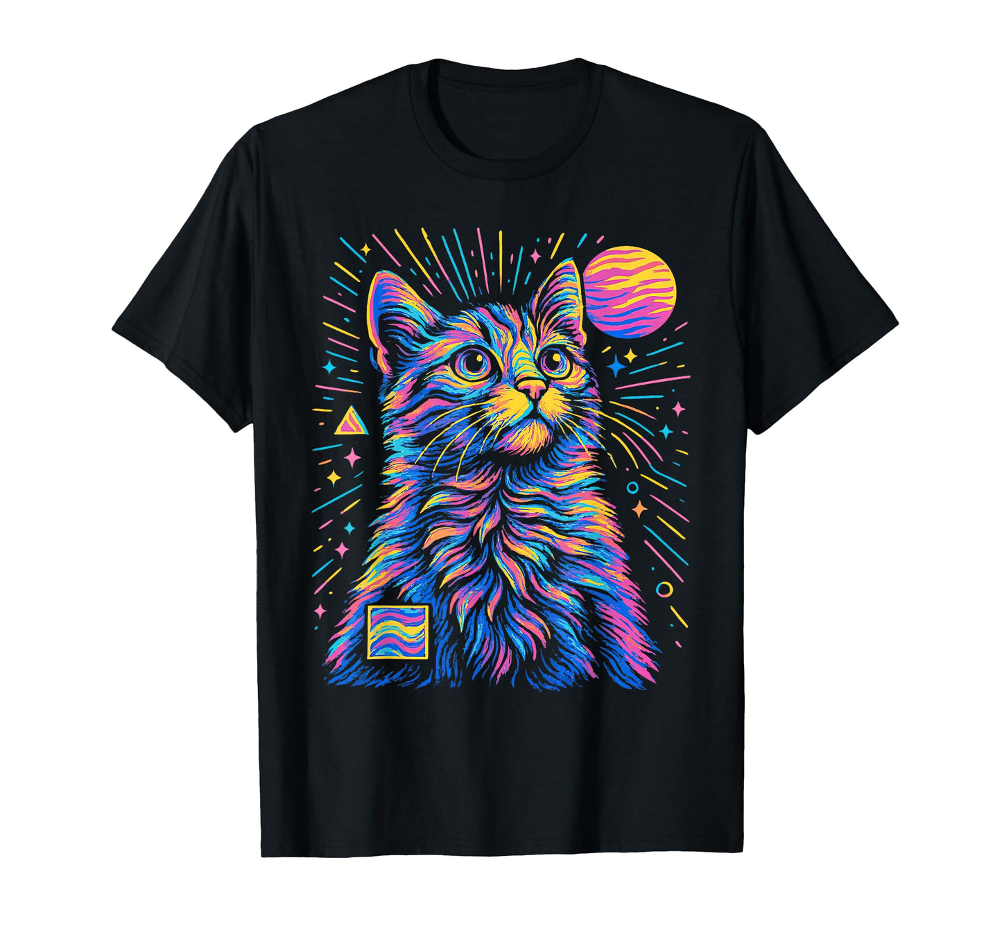 Psychedelic Cat Trippy Vaporwave Y2K T-Shirt - Unique Graphic for Adults - T-Shirt, Sweatshirt, Hoodie