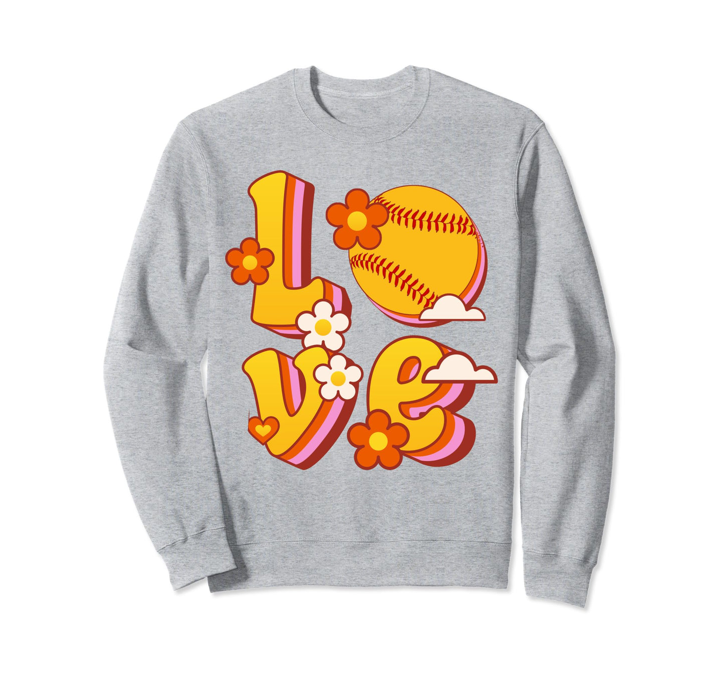 Peace Love Softball Teen Little Sweatshirt - Novelty Apparel Men Women - T-Shirt, Sweatshirt, Hoodie