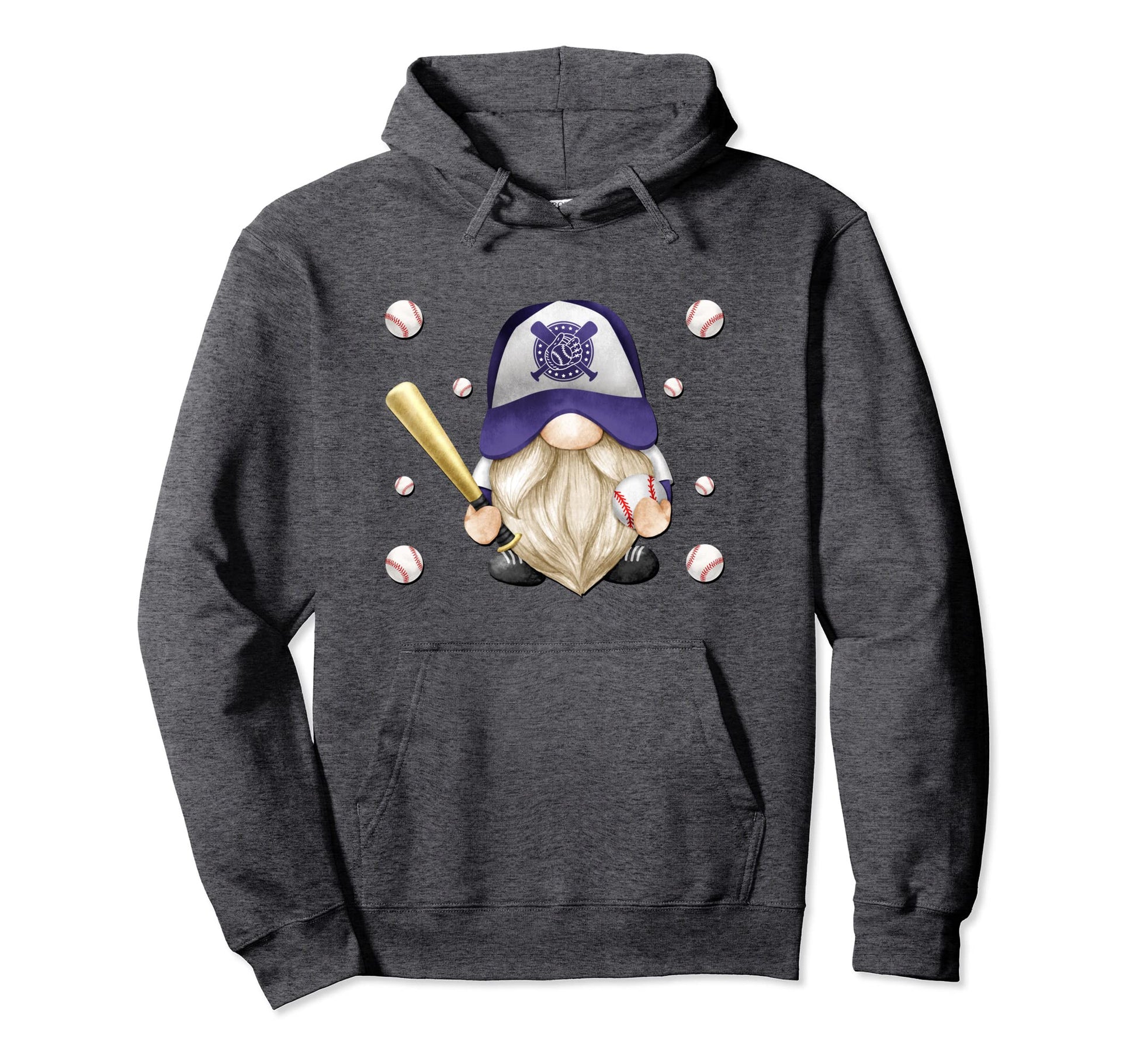 Purple Baseball Dad Gnome Just Who Hoodie - Minimalist Print for Adults - T-Shirt, Sweatshirt, Hoodie