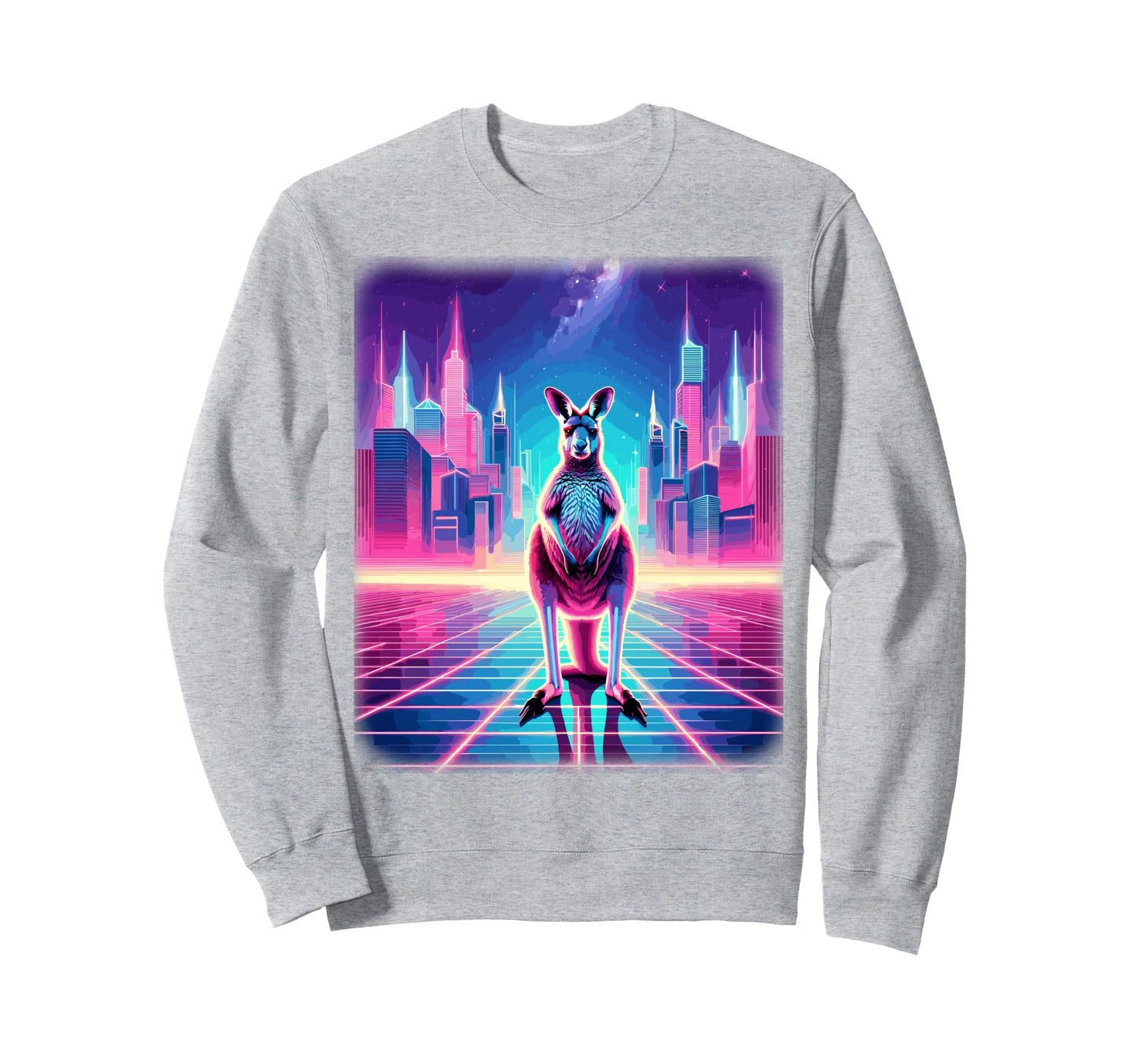 Synthwave Aesthetic Kangaroo Lover Sweatshirt - Unique Graphic Unisex - T-Shirt, Sweatshirt, Hoodie