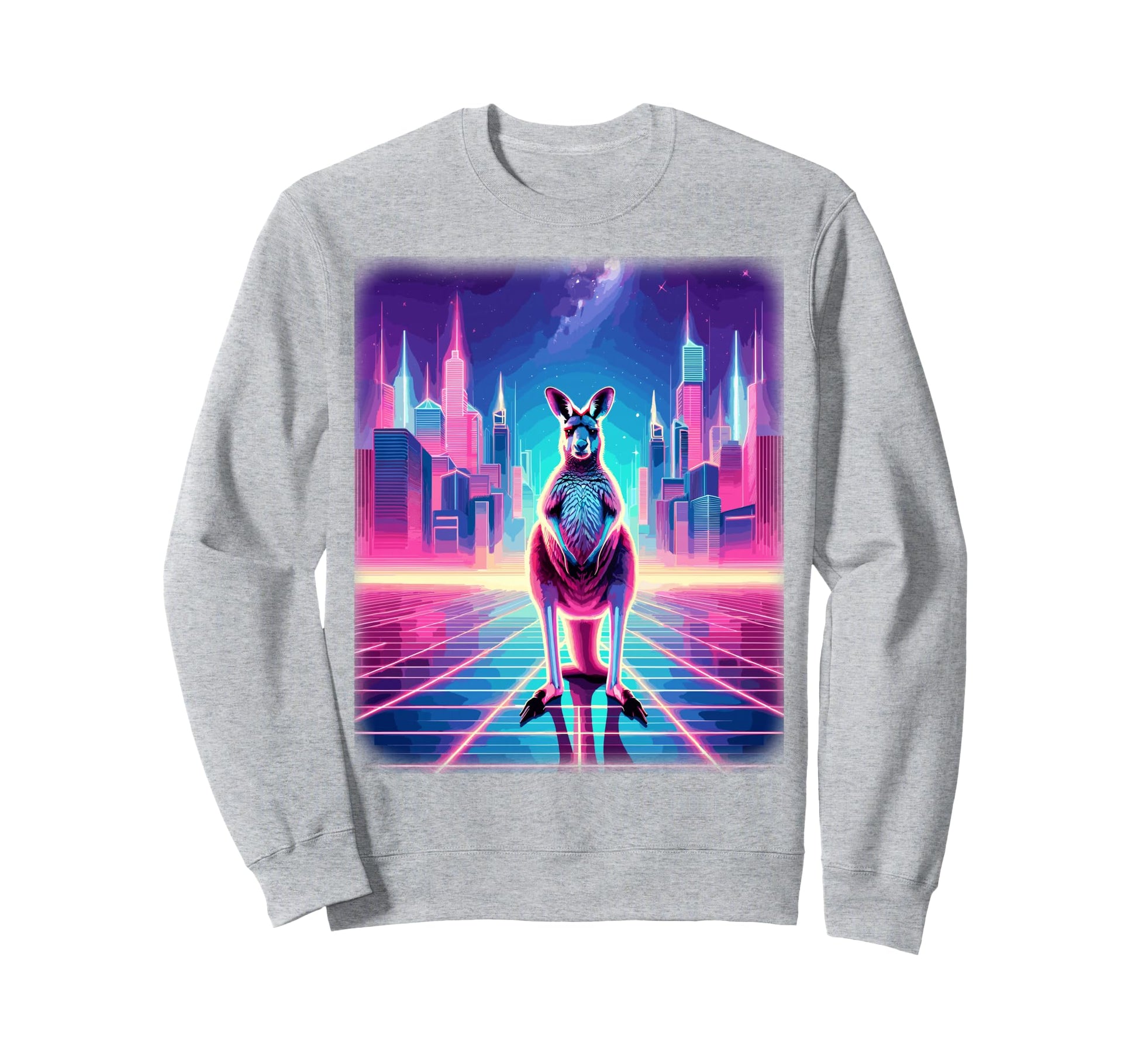 Synthwave Aesthetic Kangaroo Lover Sweatshirt - Unique Graphic Unisex - T-Shirt, Sweatshirt, Hoodie