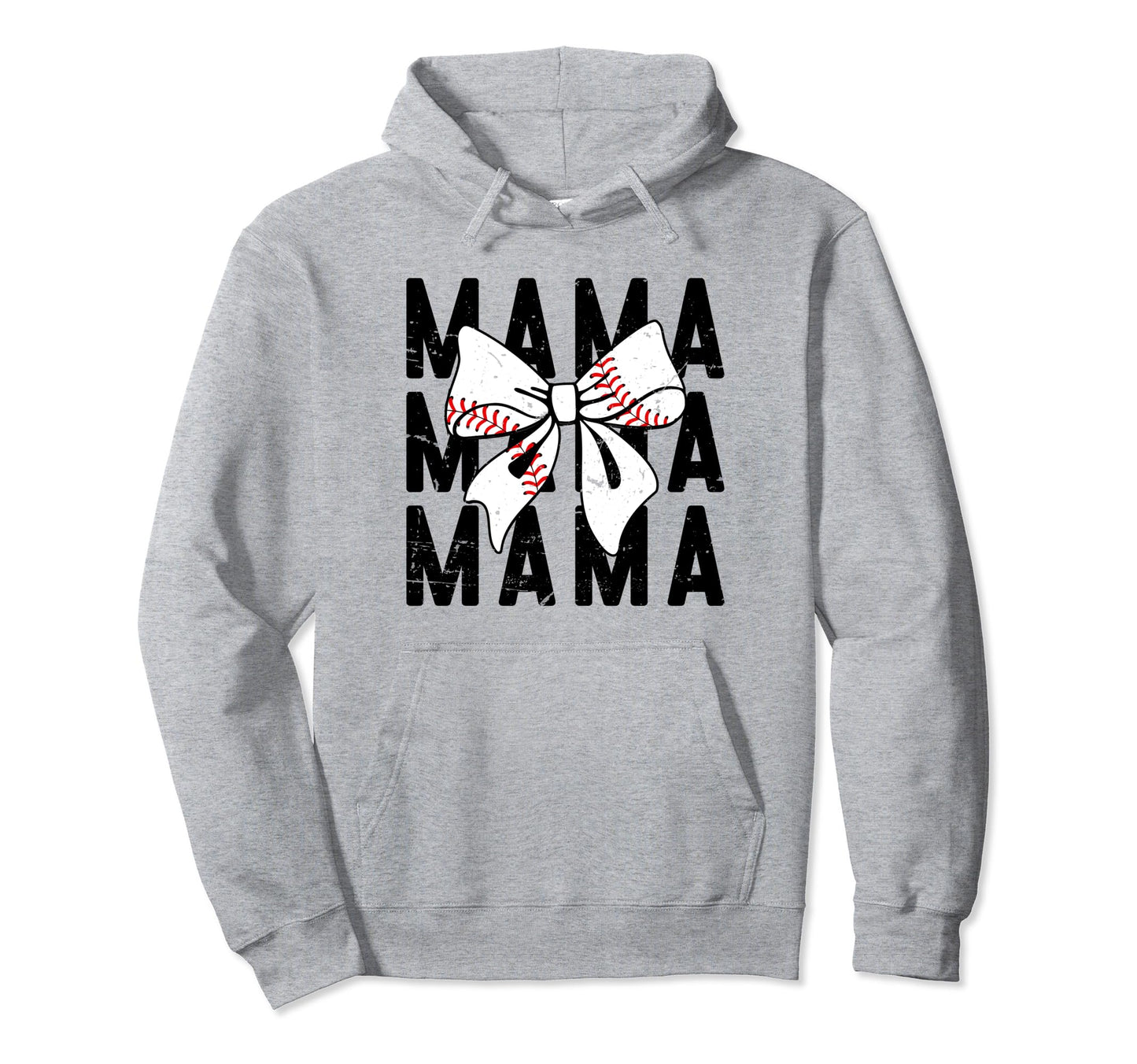 Coquette Groovy Baseball Mama Bow Hoodie - Fun Novelty Design for Adults - T-Shirt, Sweatshirt, Hoodie