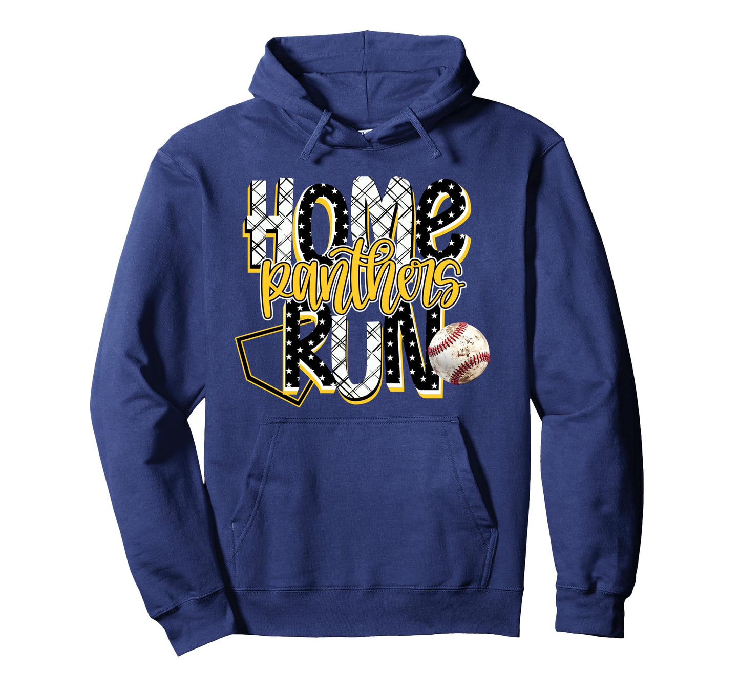 Home Run Panthers Baseball Yellow Hoodie - Fun Novelty Design Men Women - T-Shirt, Sweatshirt, Hoodie