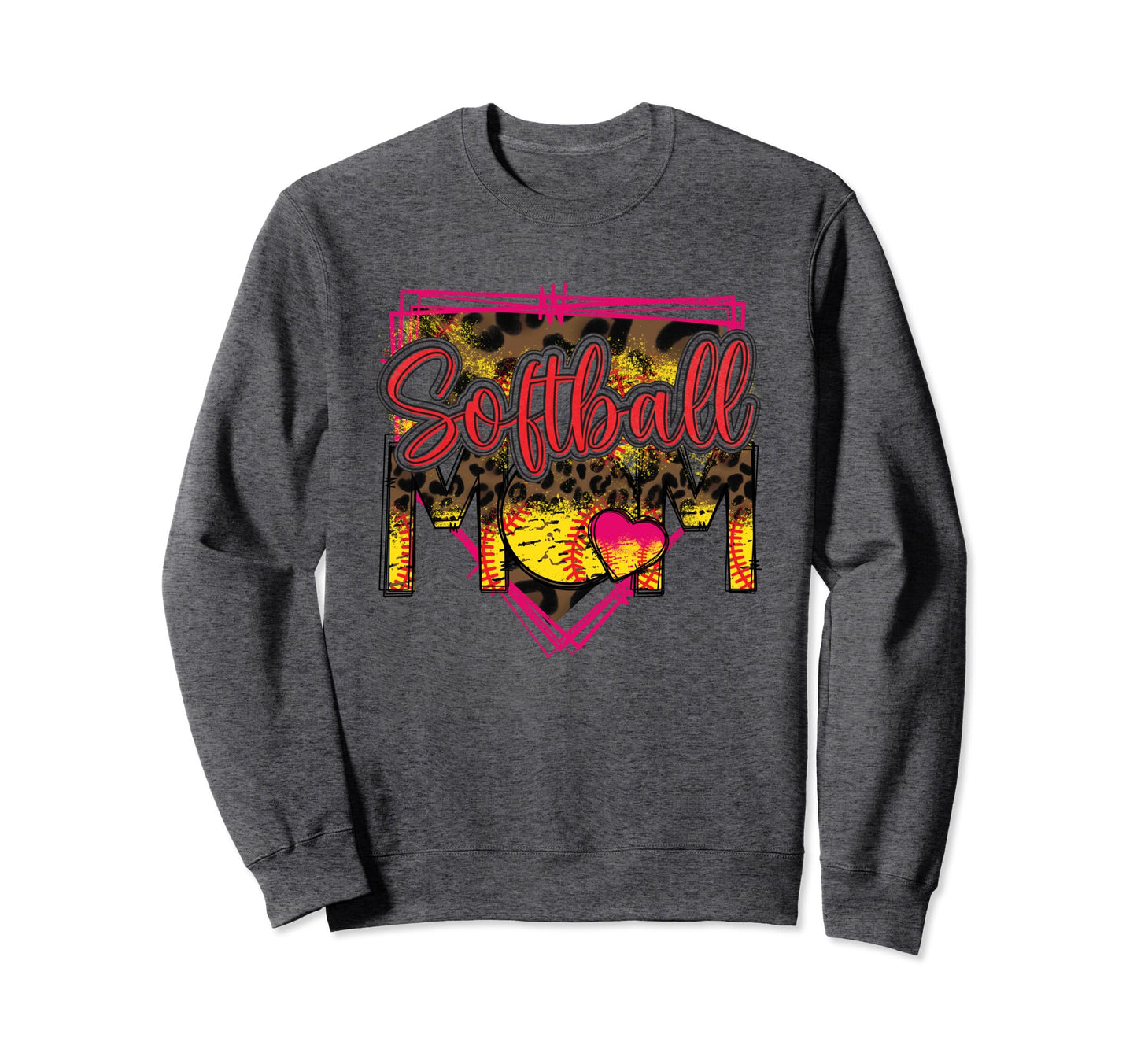 Softball Mom Leopard Funny Sweatshirt - Casual Everyday Wear Unisex - T-Shirt, Sweatshirt, Hoodie