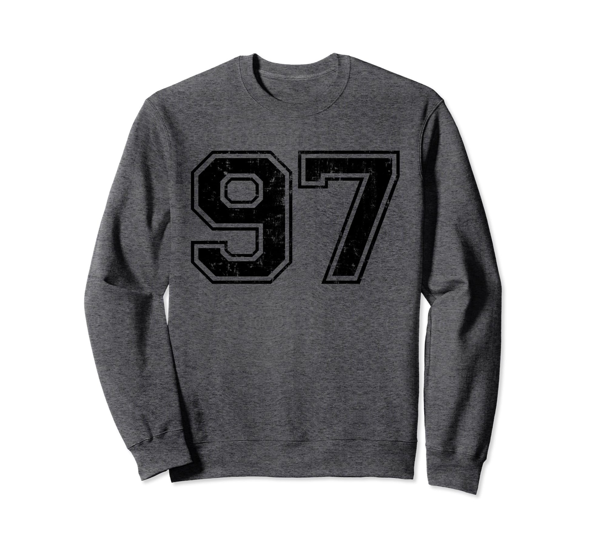Number 97 Varsity Distressed Sport Team Sweatshirt - Graphic Print Unisex - T-Shirt, Sweatshirt, Hoodie