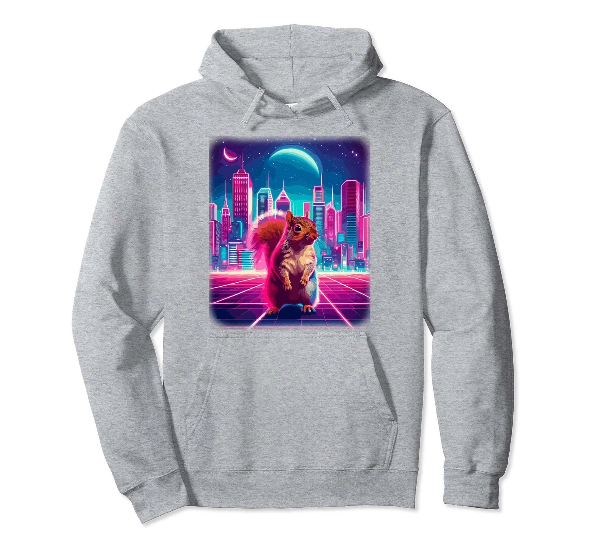 Synthwave Aesthetic Squirrel Lover 80S Hoodie - Novelty Apparel Unisex - T-Shirt, Sweatshirt, Hoodie