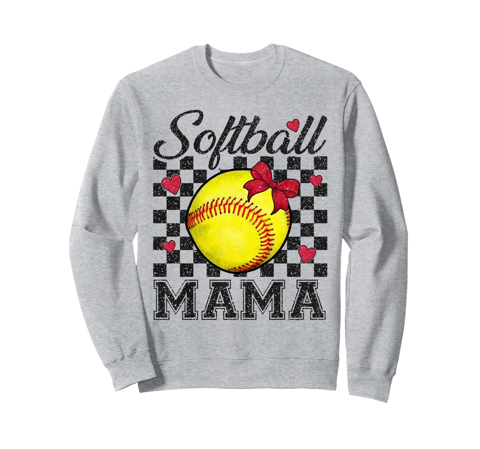 Softball Mama Bow Softball Mom Sweatshirt - Fun Novelty Design for Adults - T-Shirt, Sweatshirt, Hoodie