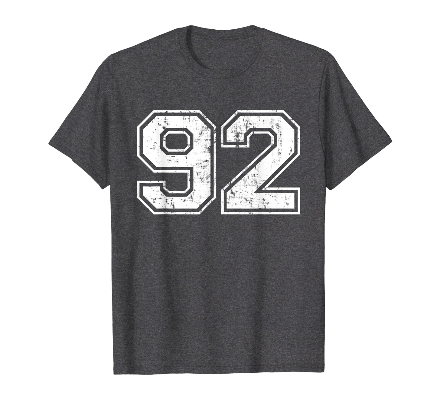 Number 92 Varsity Distressed Sports Team T-Shirt - Graphic Print Men Women - T-Shirt, Sweatshirt, Hoodie