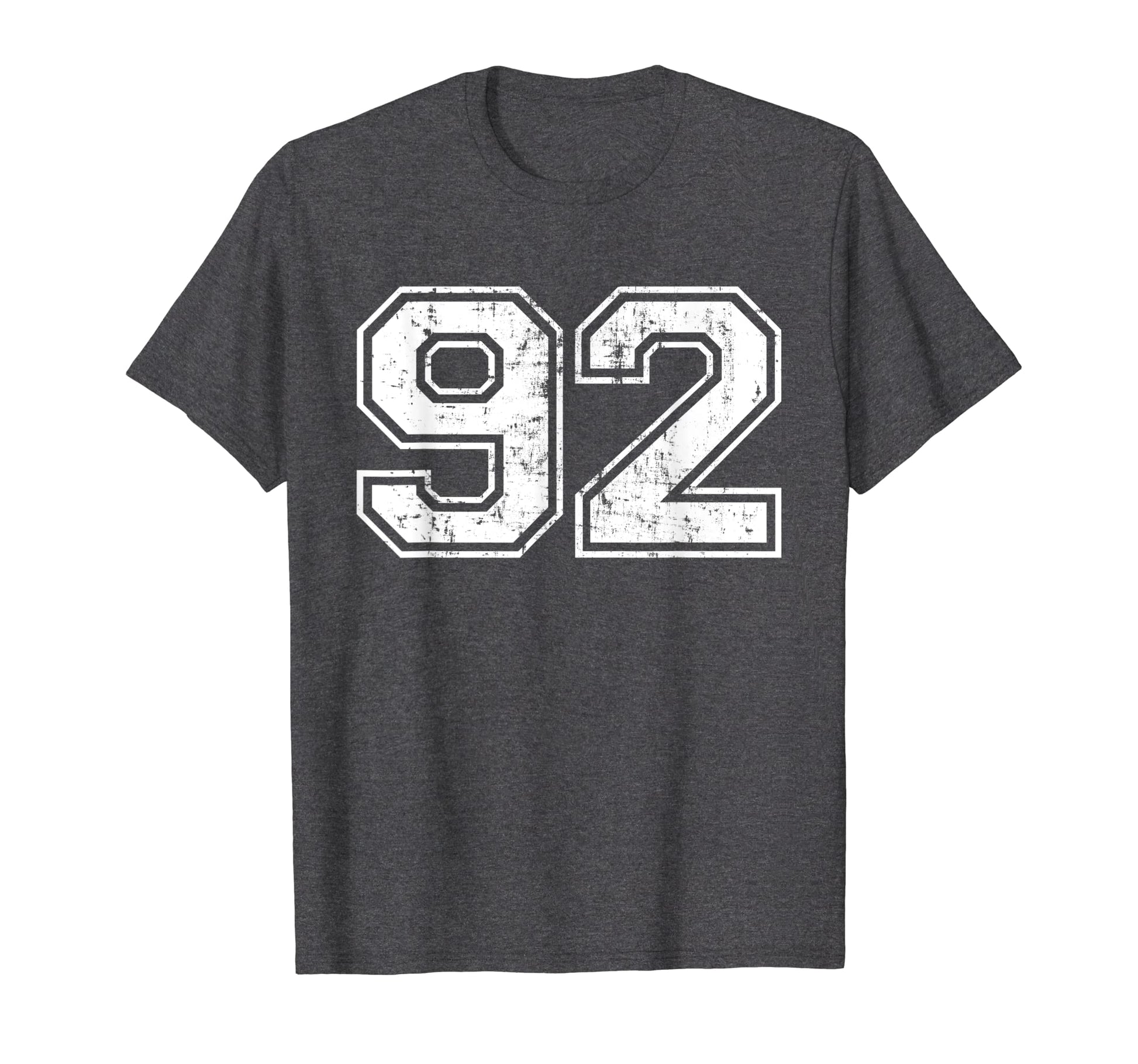 Number 92 Varsity Distressed Sports Team T-Shirt - Graphic Print Men Women - T-Shirt, Sweatshirt, Hoodie
