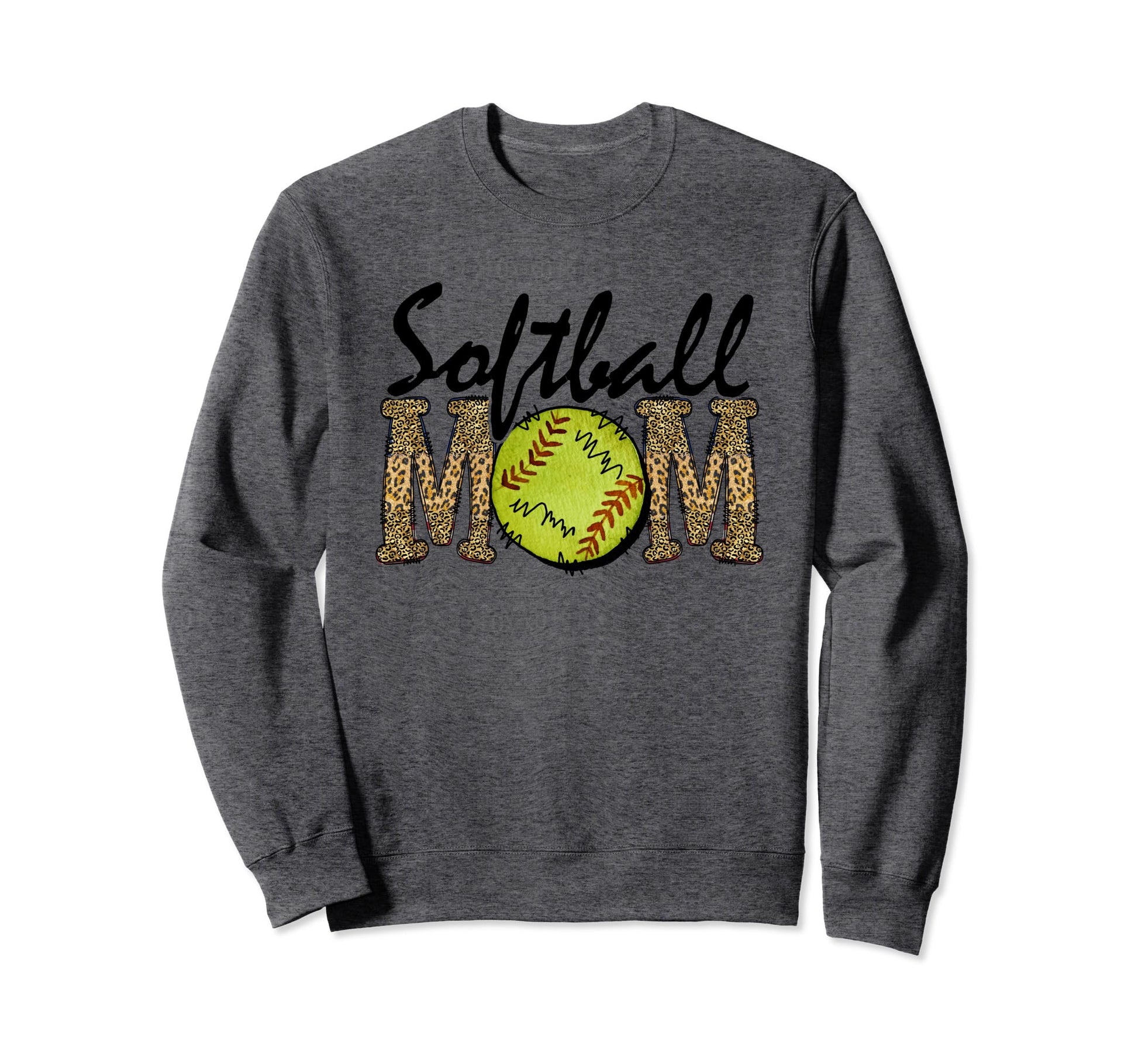 Softball Mom Leopard Funny Sweatshirt - Fun Novelty Design for Adults - T-Shirt, Sweatshirt, Hoodie