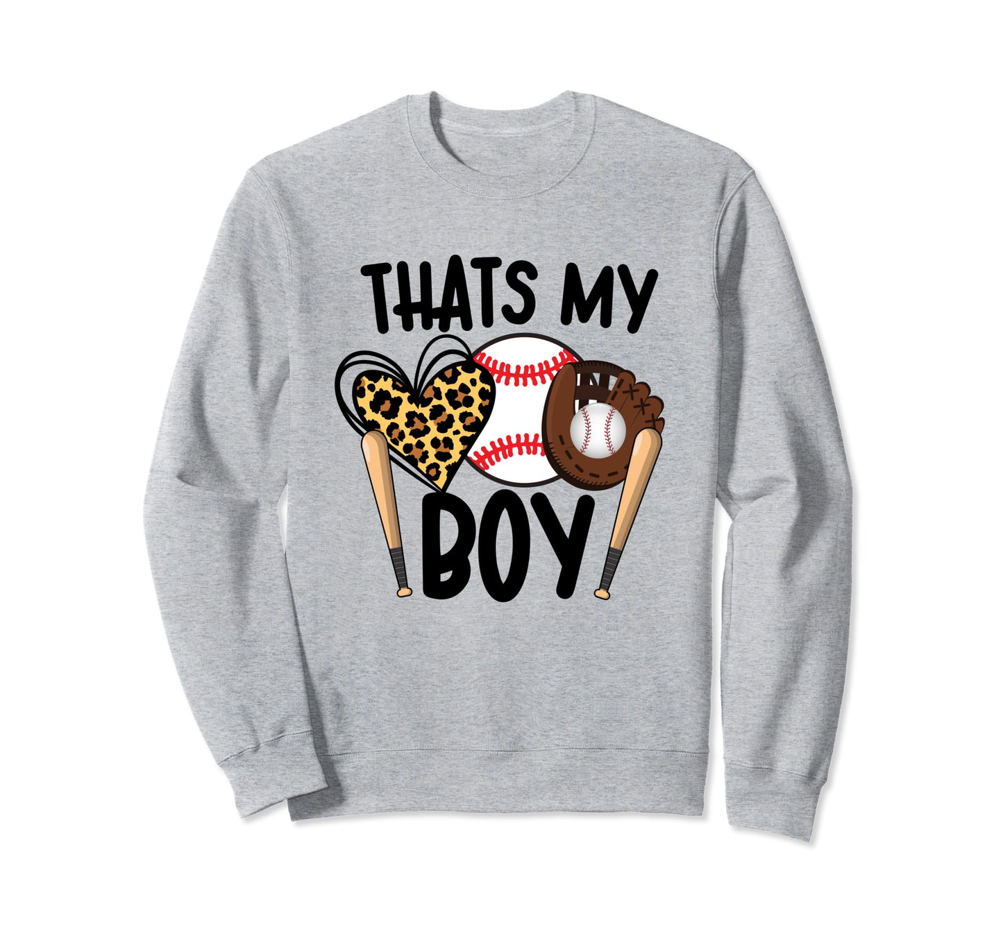 Thats My Son Leopard Heart Baseball Sweatshirt - Minimalist Print Unisex - T-Shirt, Sweatshirt, Hoodie