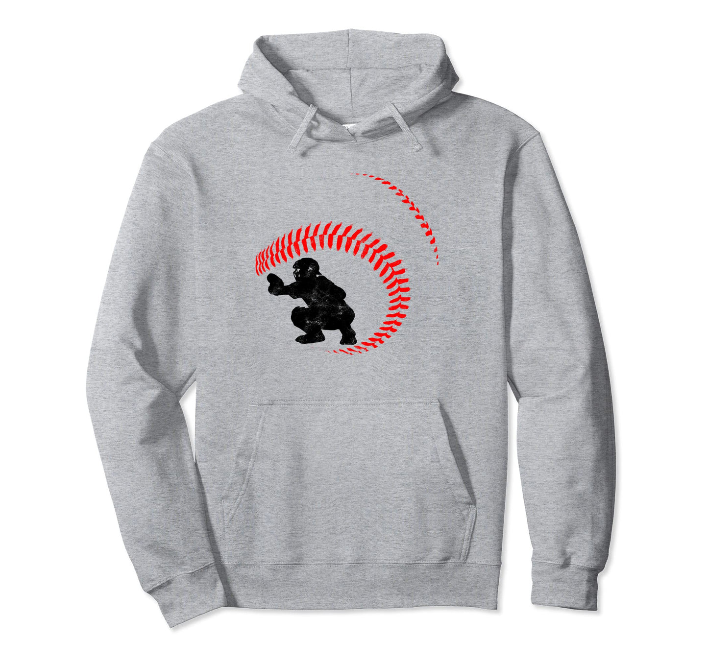 Baseball Catcher Ball Stitch Silhouette Hoodie - Novelty Apparel Men Women - T-Shirt, Sweatshirt, Hoodie