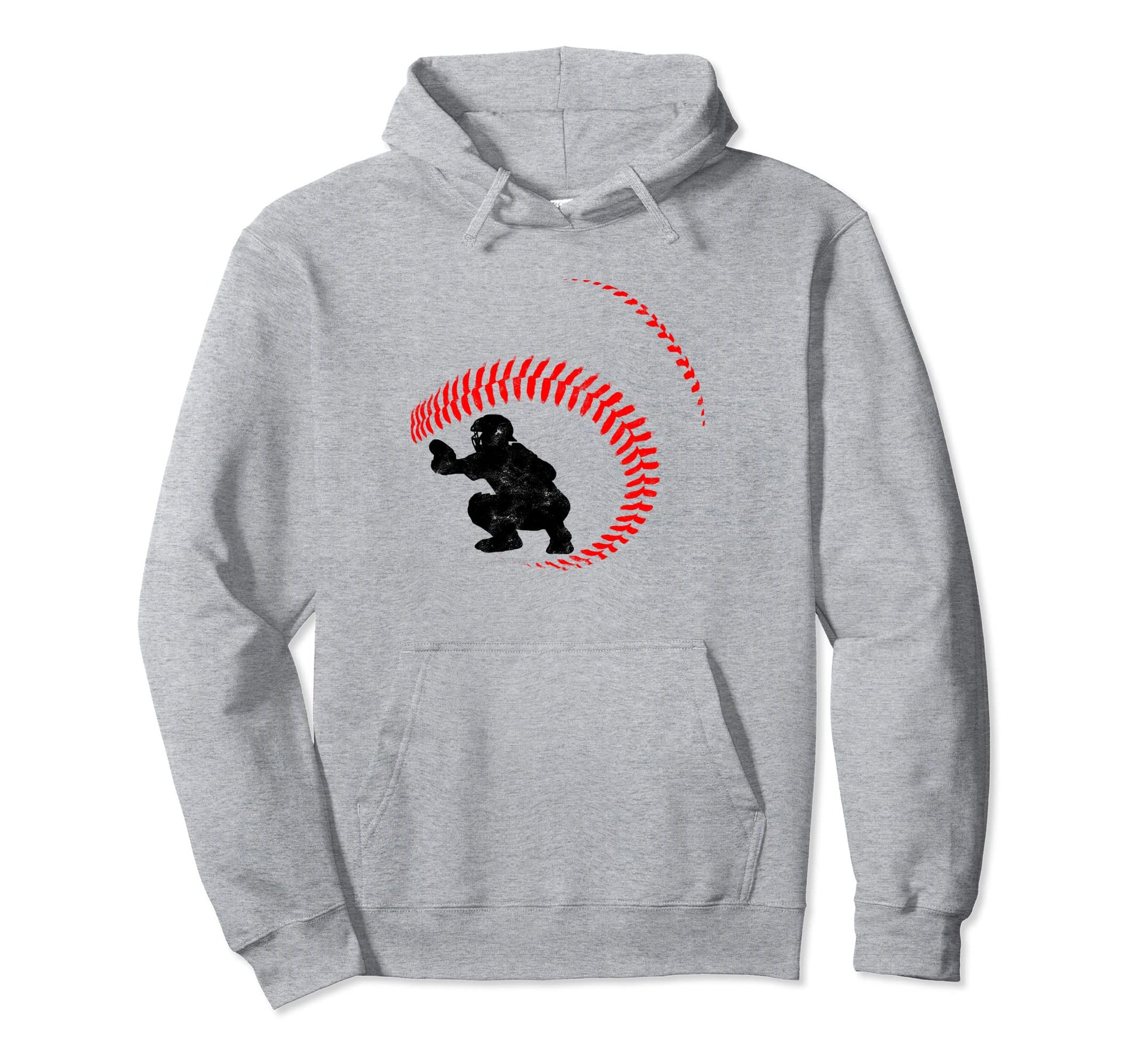 Baseball Catcher Ball Stitch Silhouette Hoodie - Novelty Apparel Men Women - T-Shirt, Sweatshirt, Hoodie