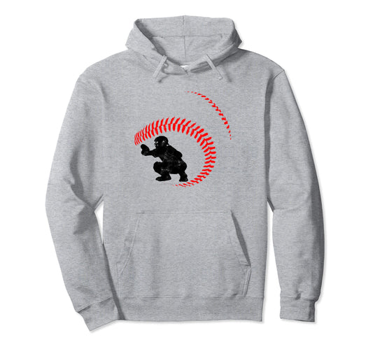 Baseball Catcher Ball Stitch Silhouette Hoodie - Novelty Apparel Men Women - T-Shirt, Sweatshirt, Hoodie
