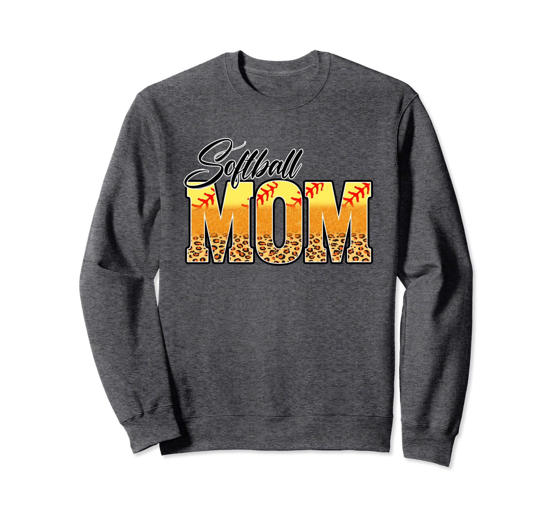 Softball Mom Leopard Funny Softball Sweatshirt - Aesthetic Graphic Unisex - T-Shirt, Sweatshirt, Hoodie