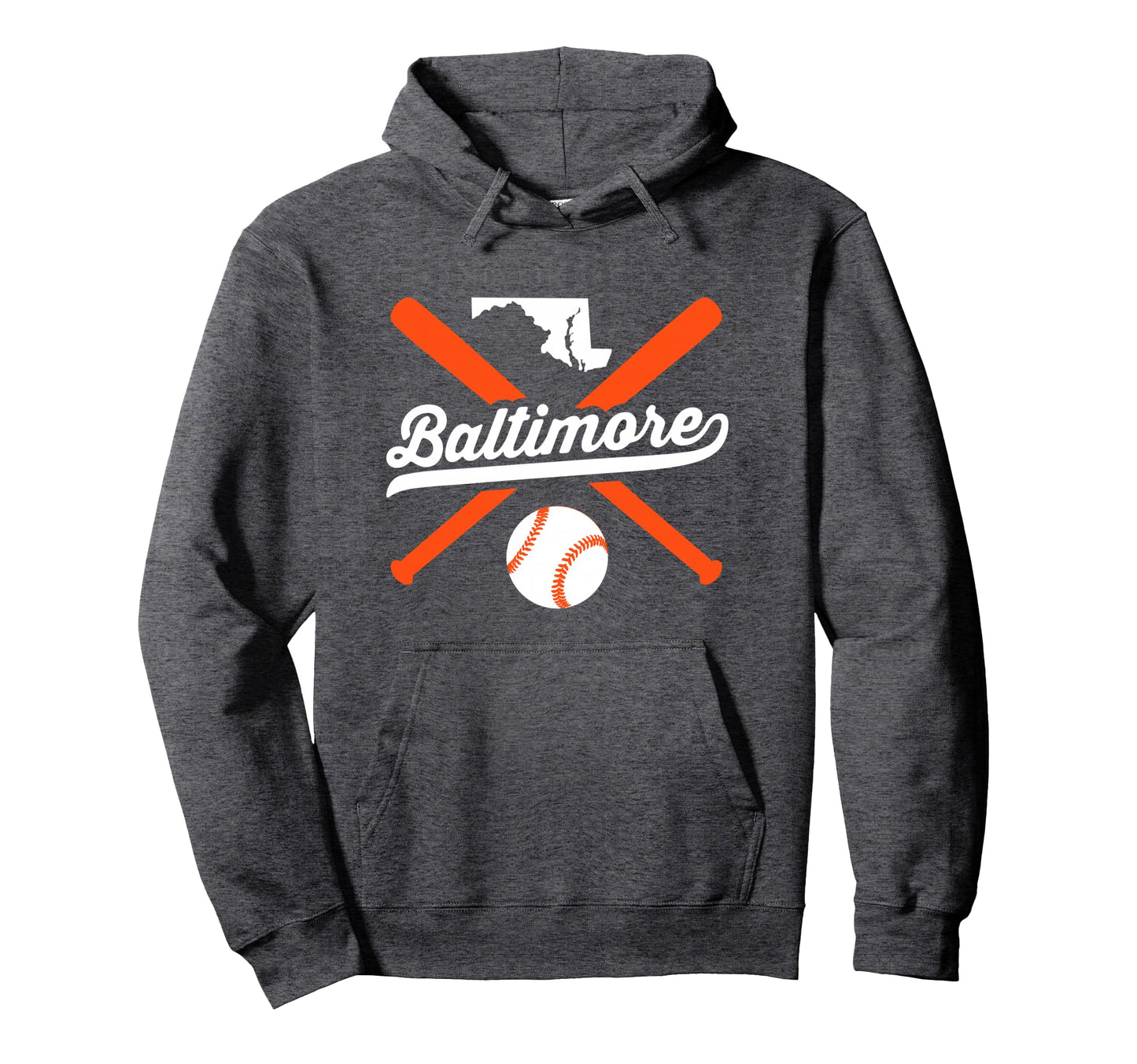 Baltimore Baseball Maryland State Hoodie - Minimalist Print for Adults - T-Shirt, Sweatshirt, Hoodie
