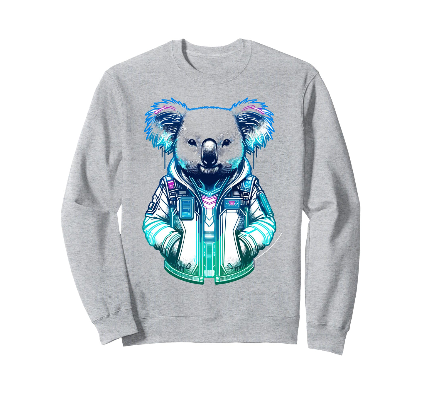 Synthwave Cyberpunk Koala Bear Sweatshirt - Novelty Apparel for Adults - T-Shirt, Sweatshirt, Hoodie
