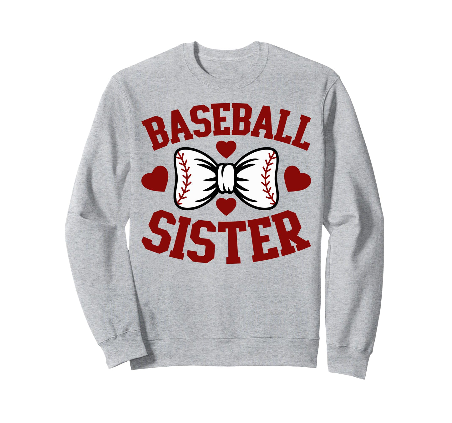 Baseball Sister Heart Bow Sweatshirt - Aesthetic Graphic Men Women - T-Shirt, Sweatshirt, Hoodie