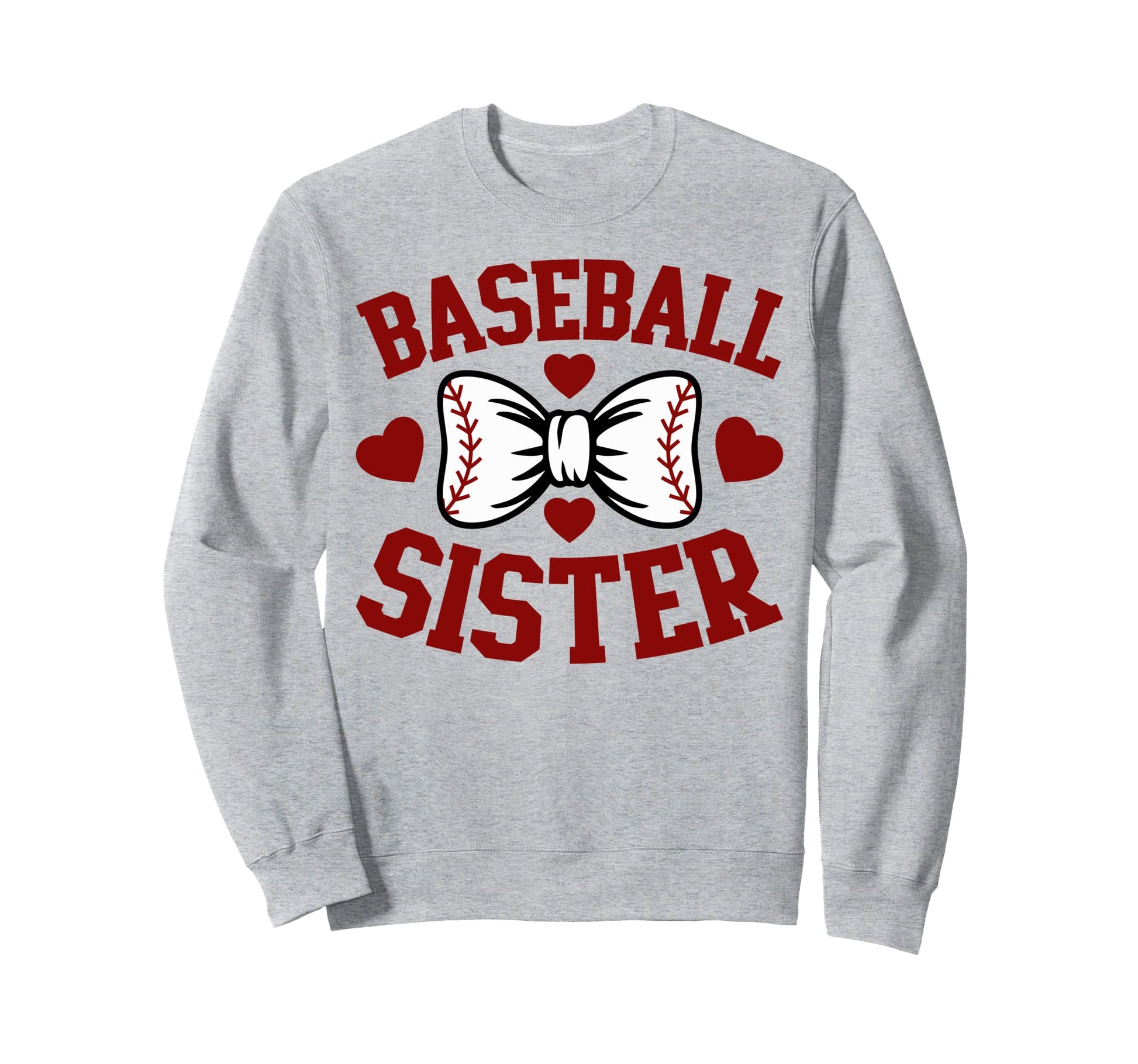 Baseball Sister Heart Bow Sweatshirt - Aesthetic Graphic Men Women - T-Shirt, Sweatshirt, Hoodie