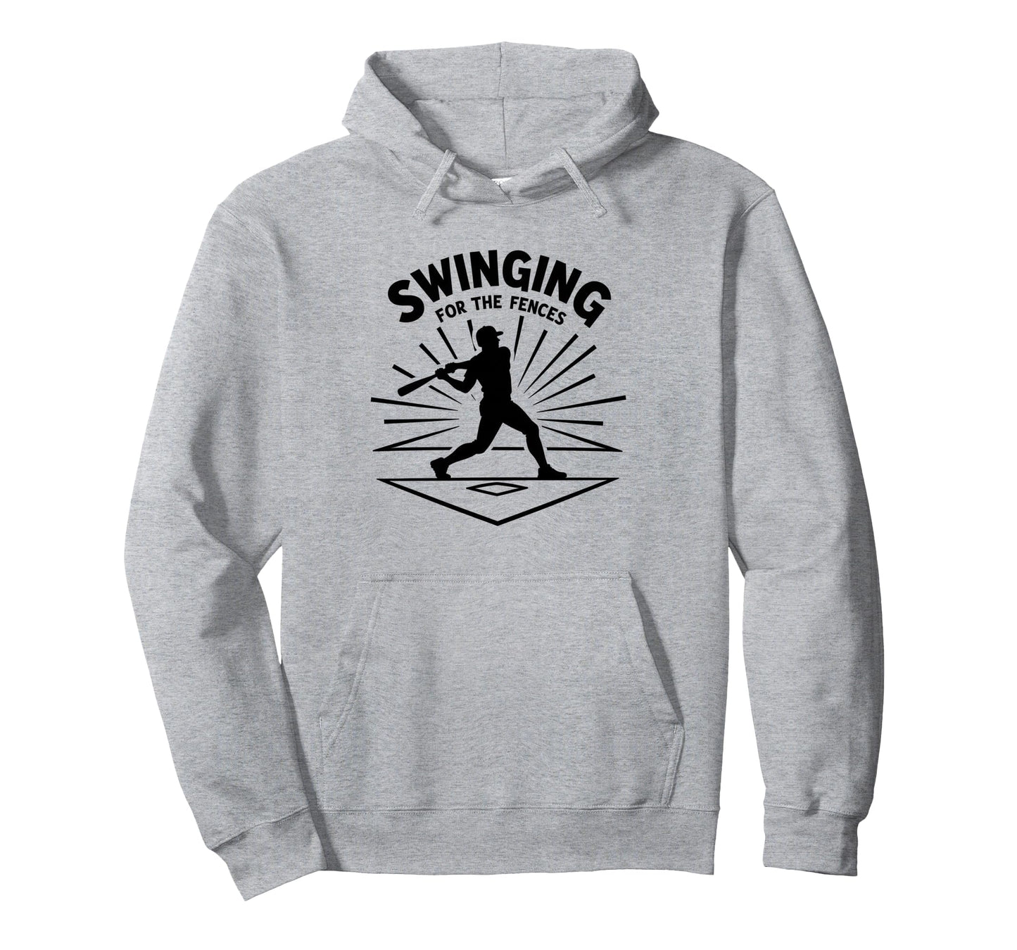 Baseball Swinging Fences Home Run Hoodie - Fun Novelty Design for Adults - T-Shirt, Sweatshirt, Hoodie