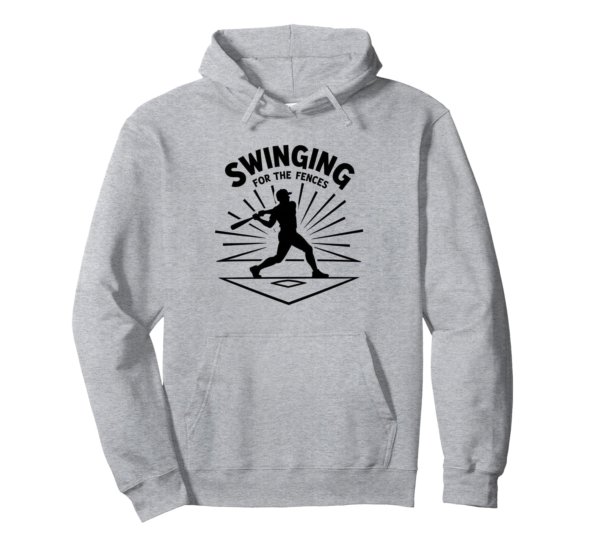 Baseball Swinging Fences Home Run Hoodie - Fun Novelty Design for Adults - T-Shirt, Sweatshirt, Hoodie