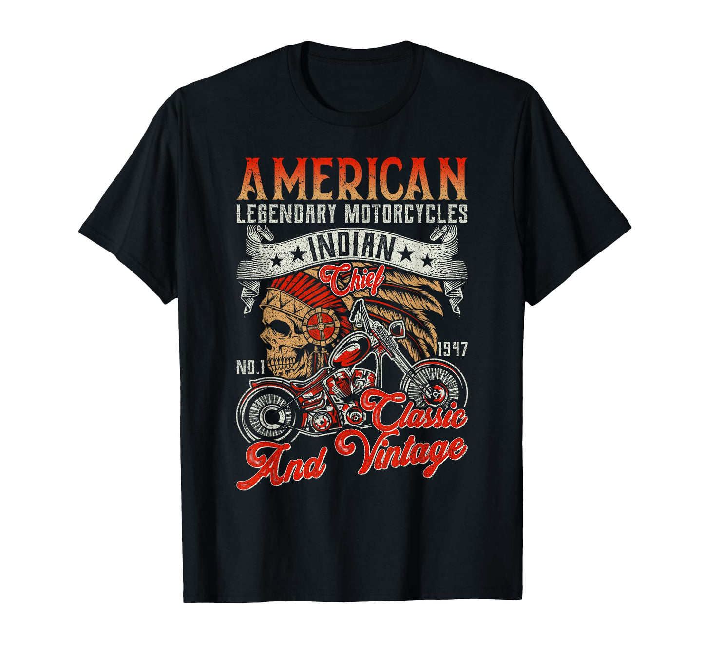 American Legendary Motorcycles Indian T-Shirt - Novelty Apparel Unisex - T-Shirt, Sweatshirt, Hoodie