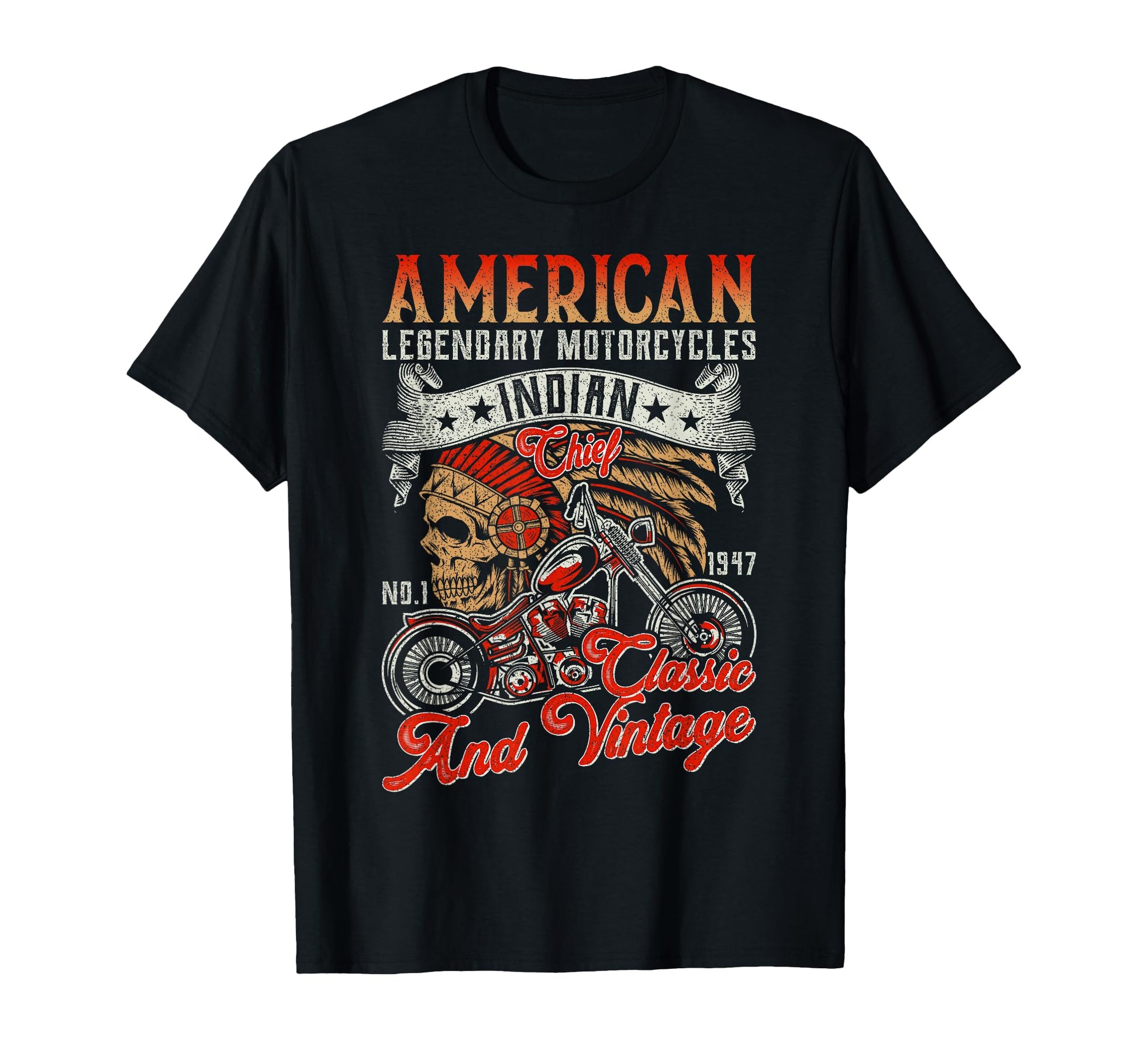 American Legendary Motorcycles Indian T-Shirt - Novelty Apparel Unisex - T-Shirt, Sweatshirt, Hoodie