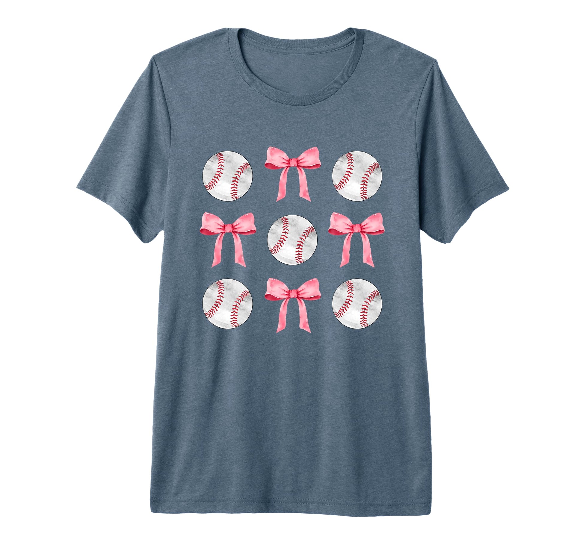 Baseballs Bows Ball Mom School T-Shirt - Aesthetic Graphic for Adults - T-Shirt, Sweatshirt, Hoodie