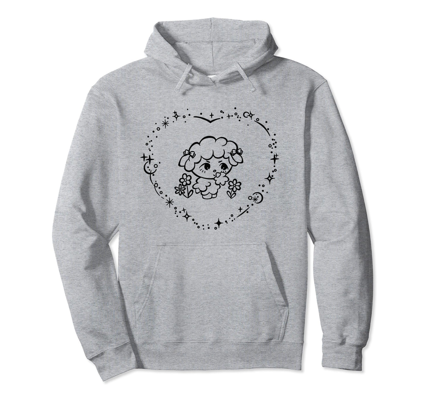 Coquette Soft Y2K Sheep Lamb Flowers Hoodie - Custom Art Print Men Women - T-Shirt, Sweatshirt, Hoodie