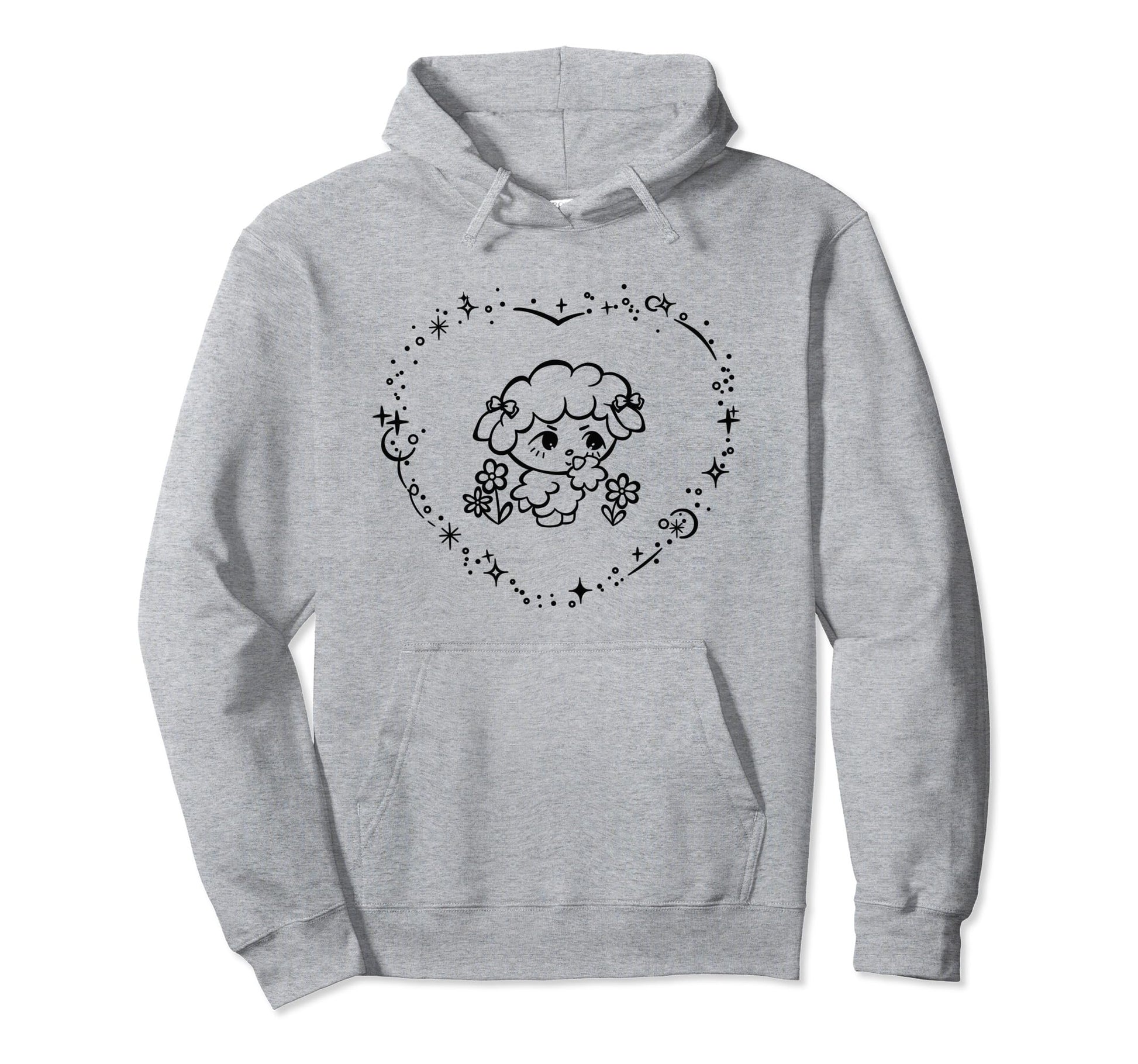 Coquette Soft Y2K Sheep Lamb Flowers Hoodie - Custom Art Print Men Women - T-Shirt, Sweatshirt, Hoodie