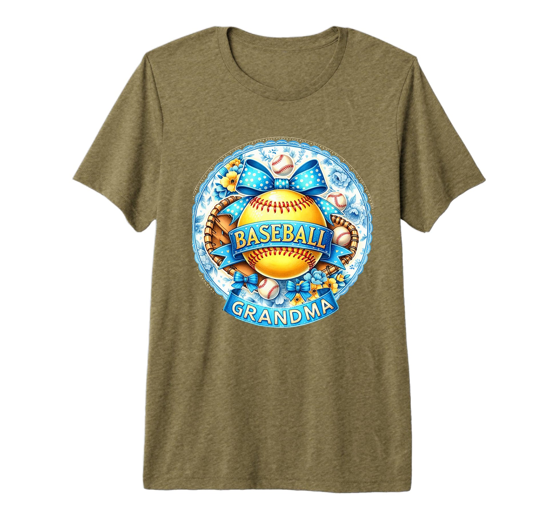 Baseball Grandma Bow Blue Yellow Game T-Shirt - Streetwear Style Men Women - T-Shirt, Sweatshirt, Hoodie