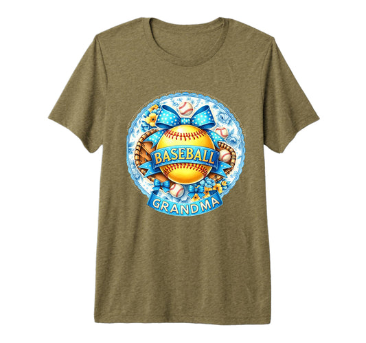 Baseball Grandma Bow Blue Yellow Game T-Shirt - Streetwear Style Men Women - T-Shirt, Sweatshirt, Hoodie