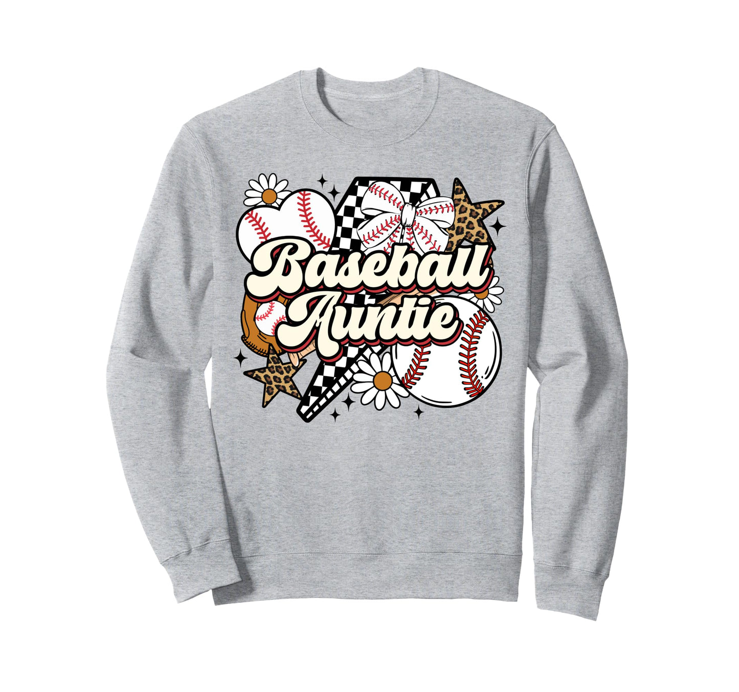 Baseball Auntie Funny Leopard Sweatshirt - Graphic Print for Adults - T-Shirt, Sweatshirt, Hoodie