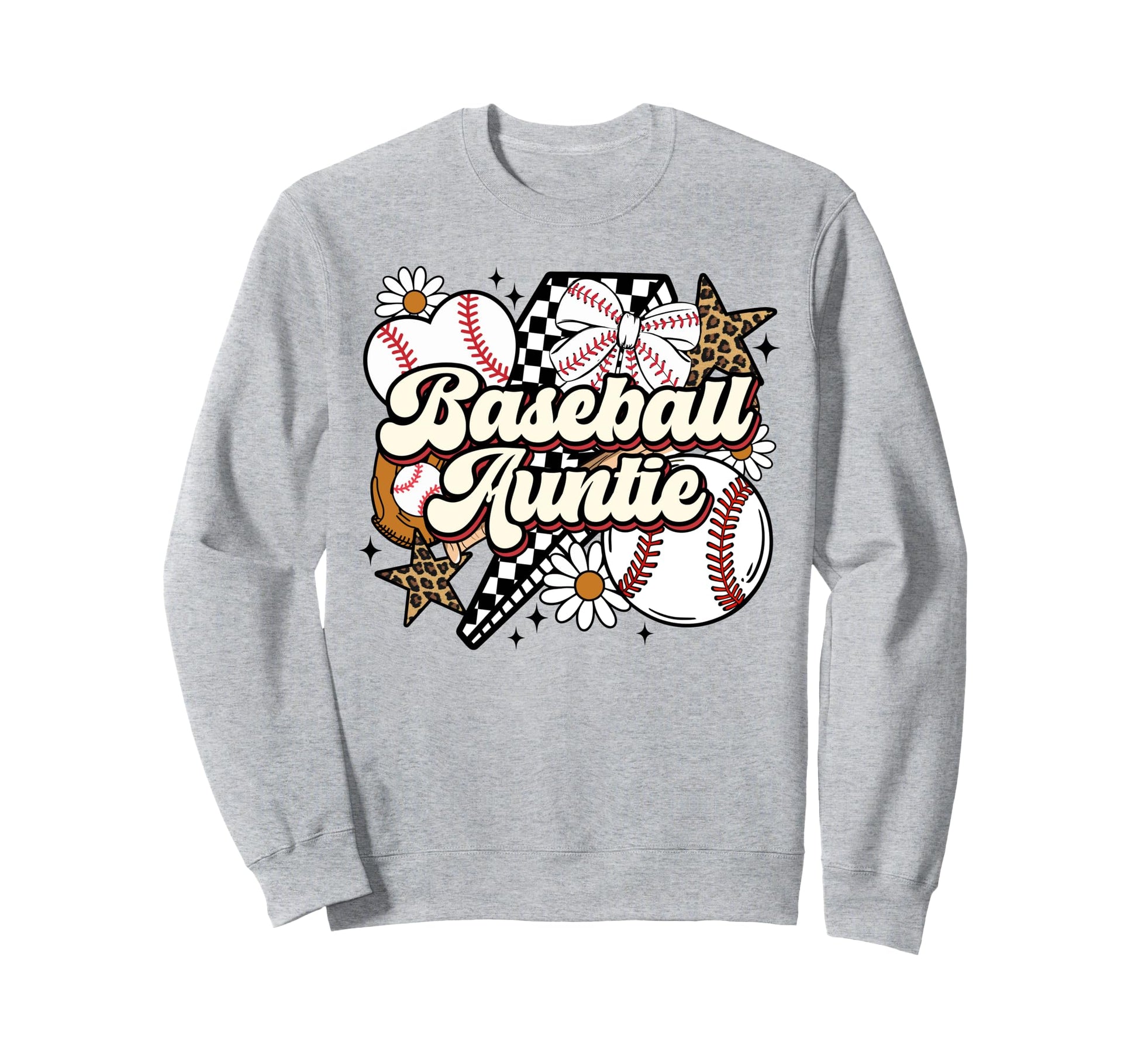 Baseball Auntie Funny Leopard Sweatshirt - Graphic Print for Adults - T-Shirt, Sweatshirt, Hoodie