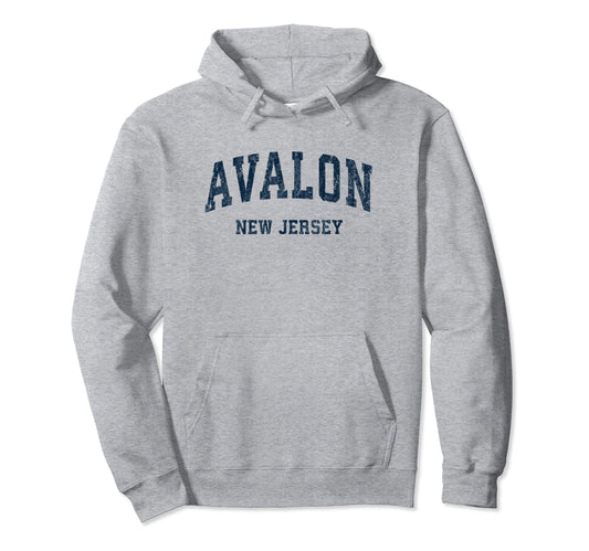 Avalon New Jersey Nj Varsity Sports Hoodie - Minimalist Print for Adults - T-Shirt, Sweatshirt, Hoodie