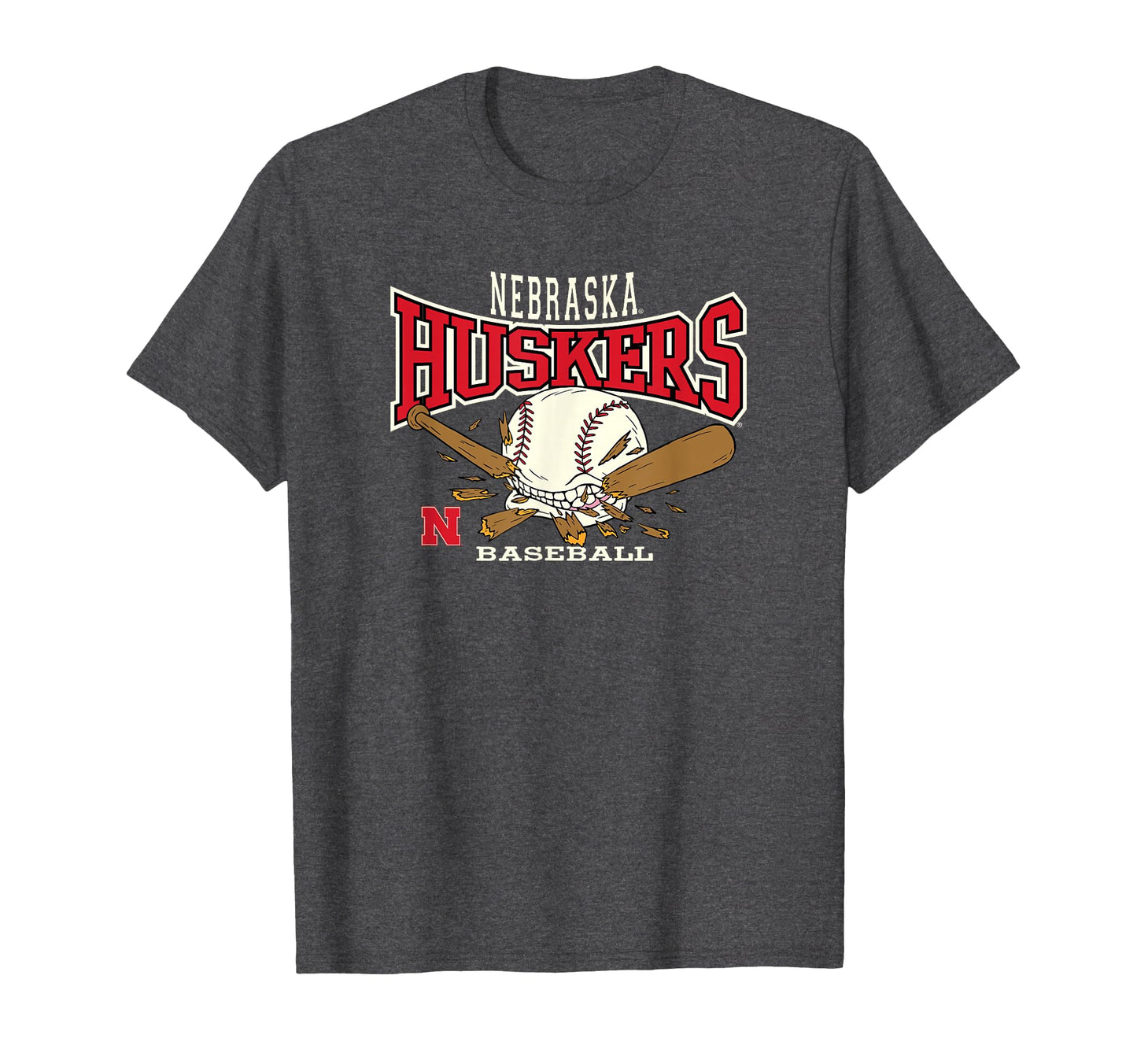 Nebraska Cornhuskers Baseball Bite Dark T-Shirt - Unique Graphic Unisex - T-Shirt, Sweatshirt, Hoodie