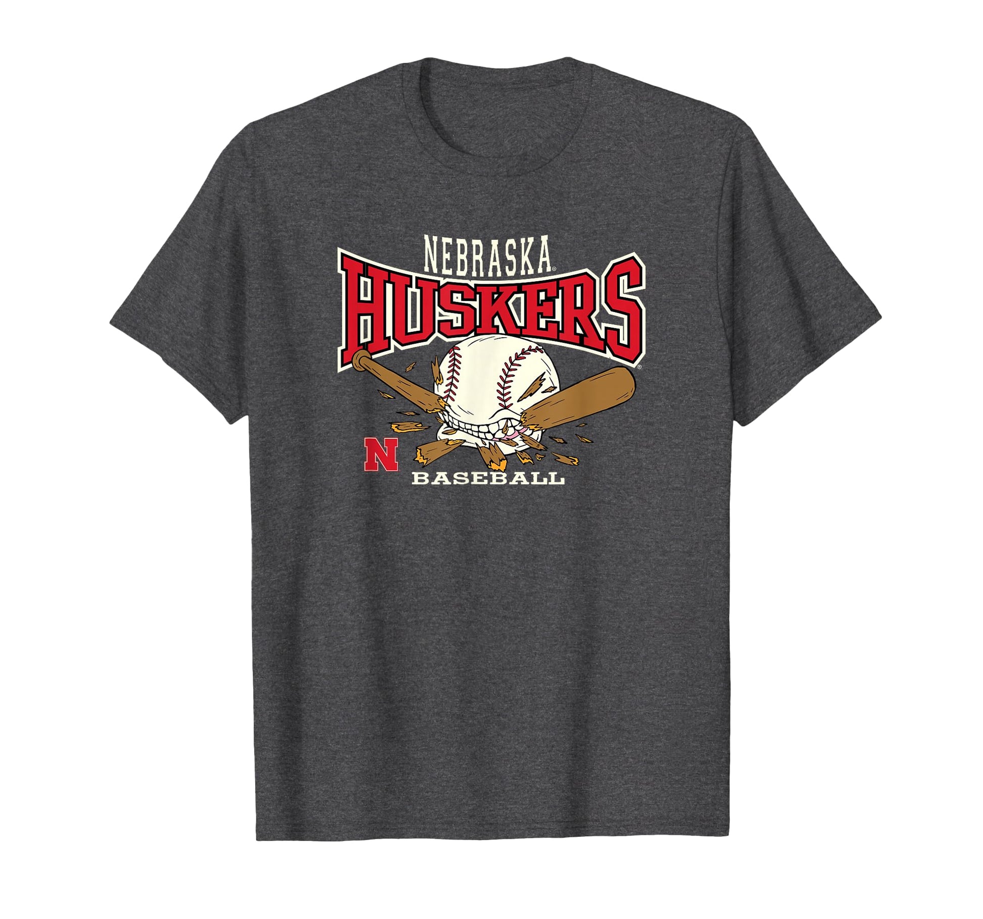 Nebraska Cornhuskers Baseball Bite Dark T-Shirt - Unique Graphic Unisex - T-Shirt, Sweatshirt, Hoodie